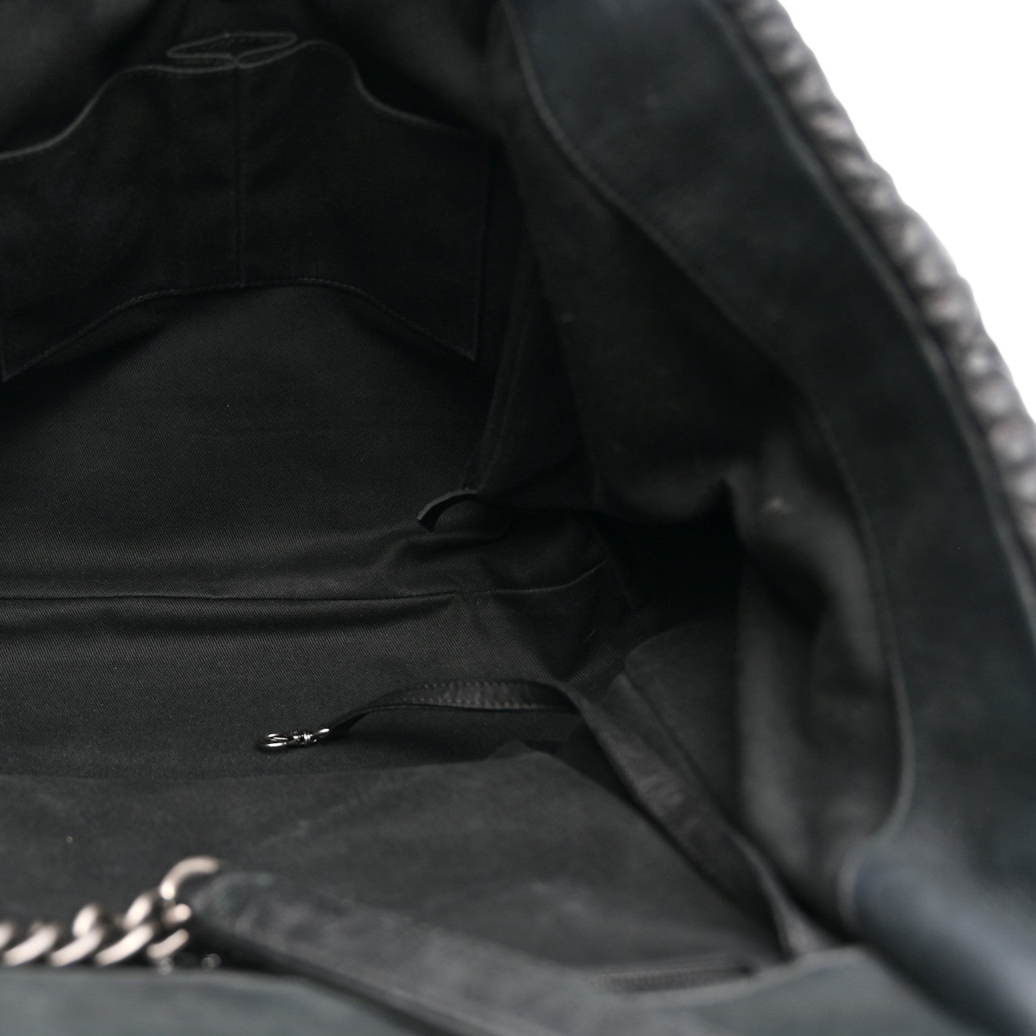 Crumpled Calfskin Iridescent Calfskin Hidden Chain Large Quilted Shopping Tote Black