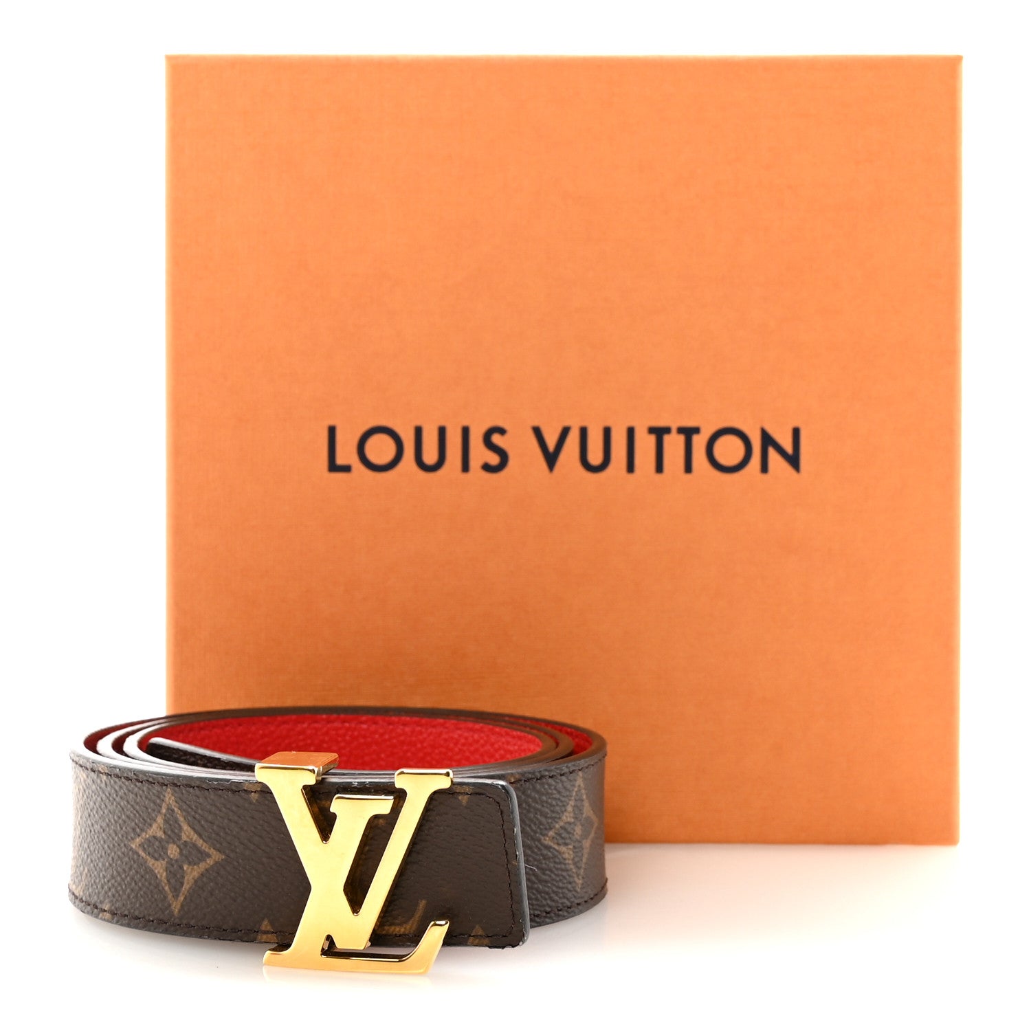 Monogram 30mm LV Initiales Reversible Belt 80 32 Coquelicot