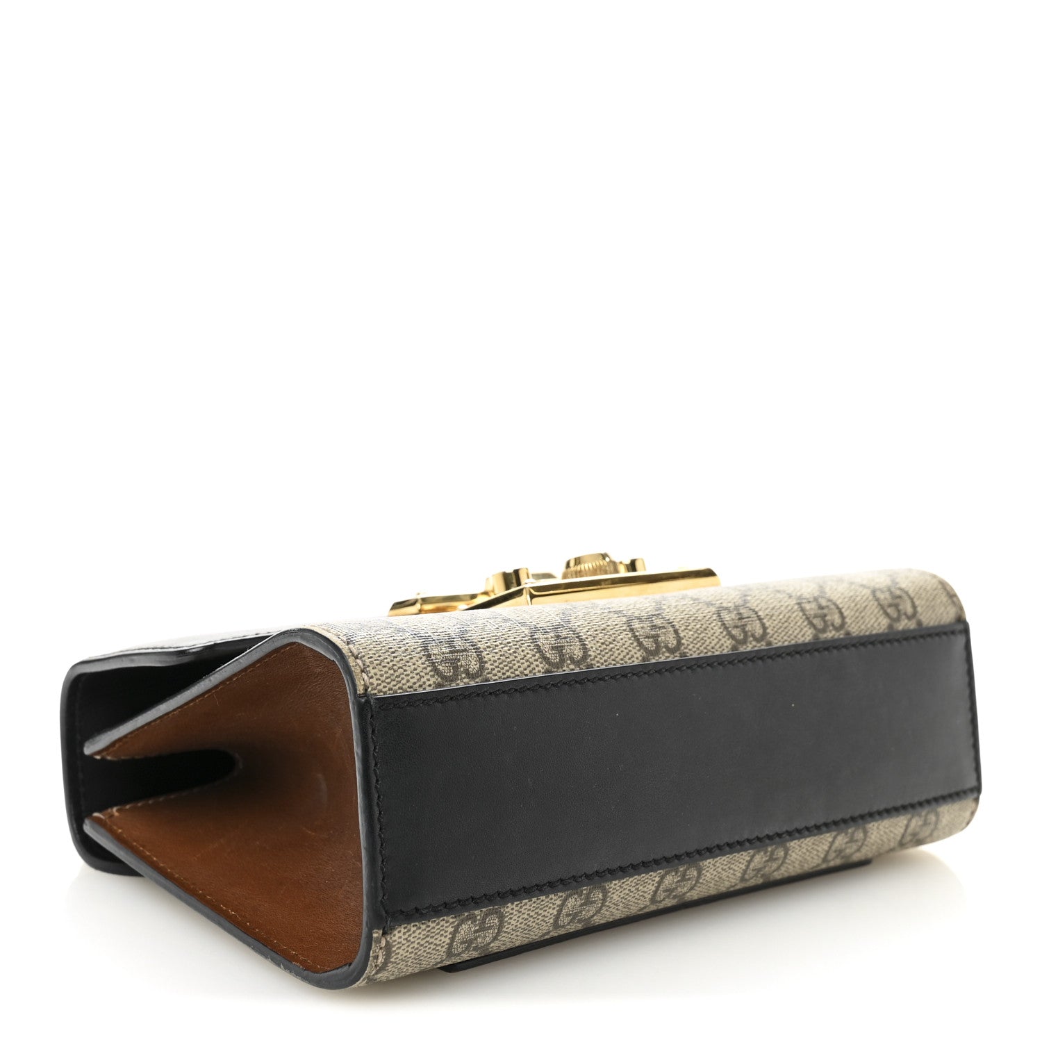 GG Supreme Monogram Calfskin Small Padlock Shoulder Bag Beige Black Cuir