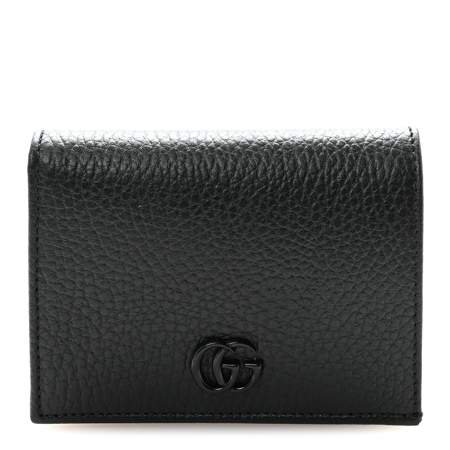 Dollar Calfskin Enamel Monochrome GG Marmont Card Case Black