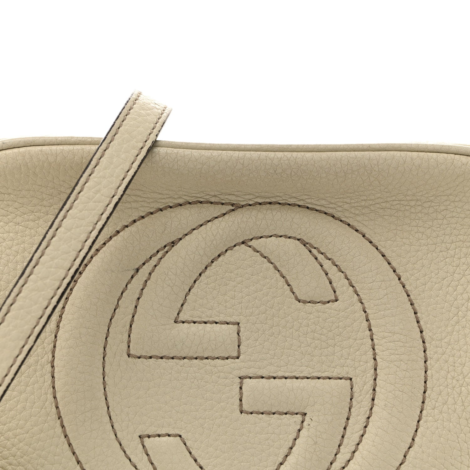 Pebbled Calfskin Small Soho Disco Bag Off White