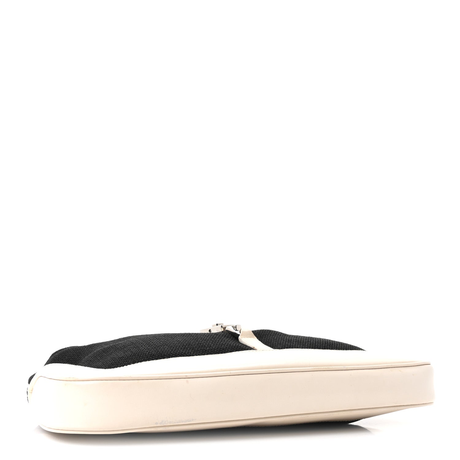 Canvas Calfskin Jackie O Chain Hobo White Black