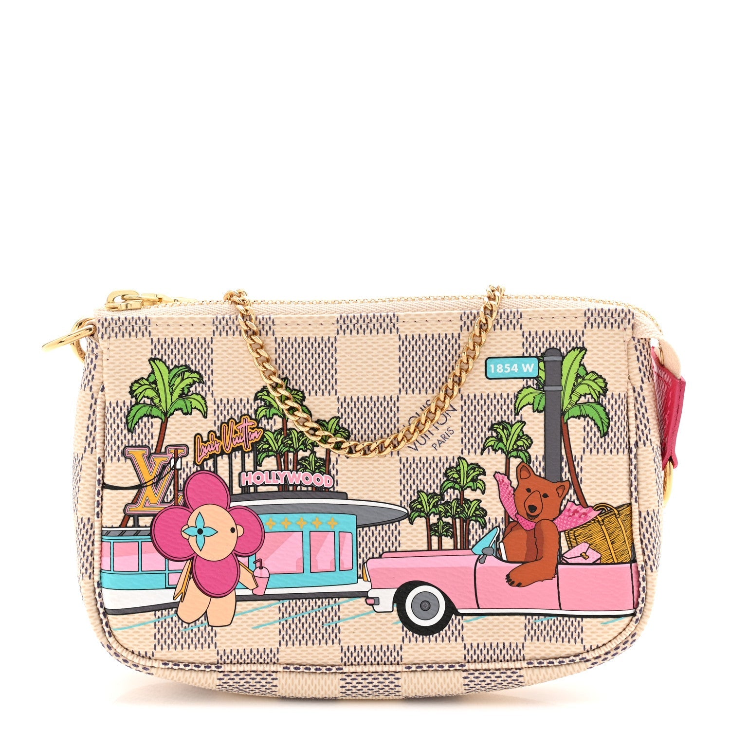 Damier Azur 2021 Christmas Animation Hollywood Mini Pochette Accessories Fuchsia