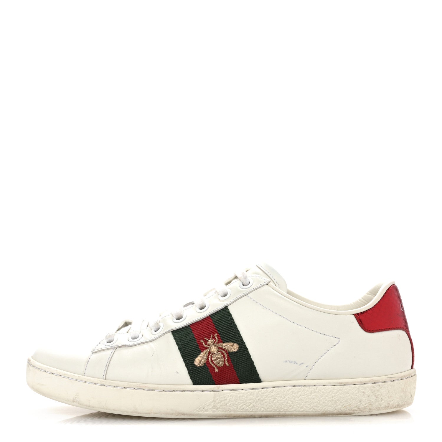 Calfskin Ayers Bee Embroidered Womens Ace Sneakers 36.5 White Green