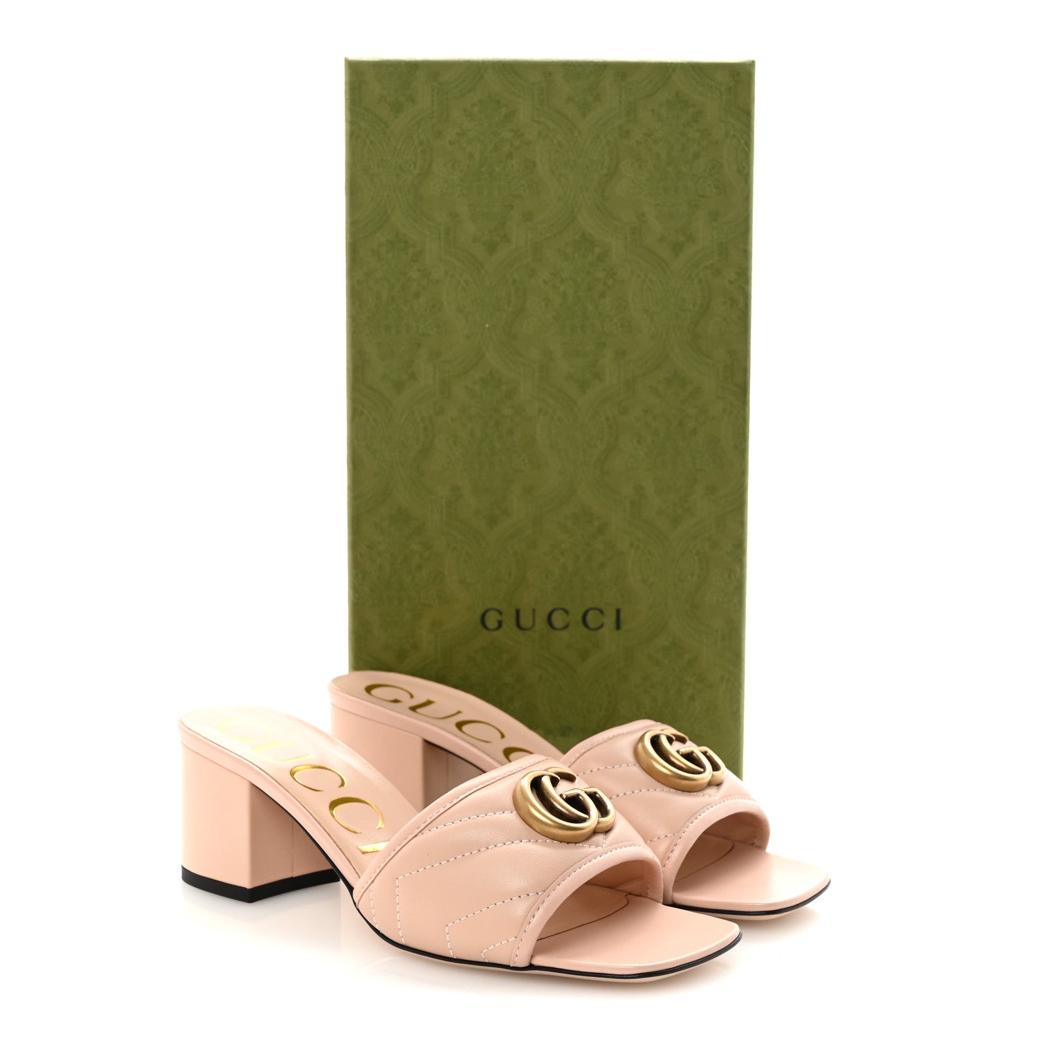 Nappa Matelasse GG Marmont 55mm Slide Sandals 36.5 Skin Rose