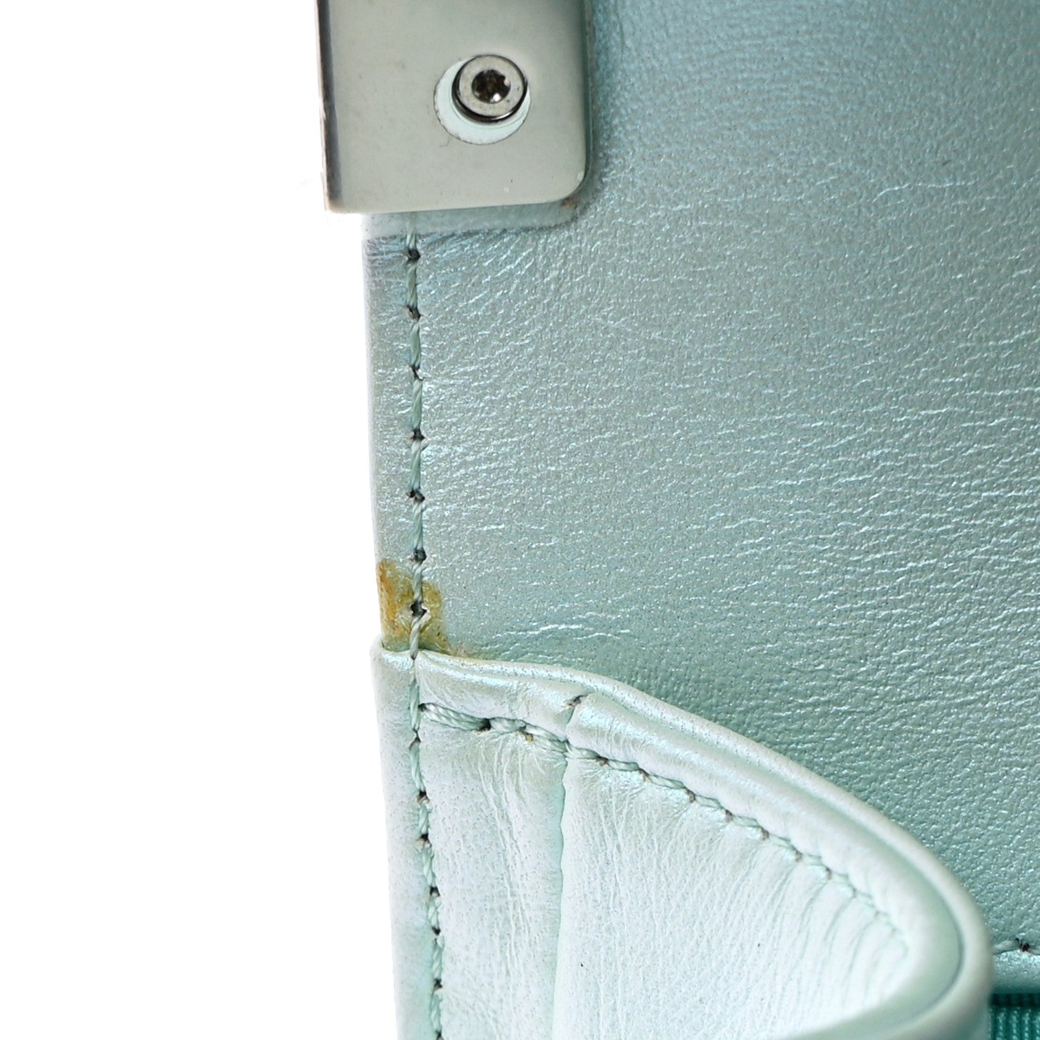 Iridescent Lambskin Chevron Quilted Medium Boy Flap Turquoise