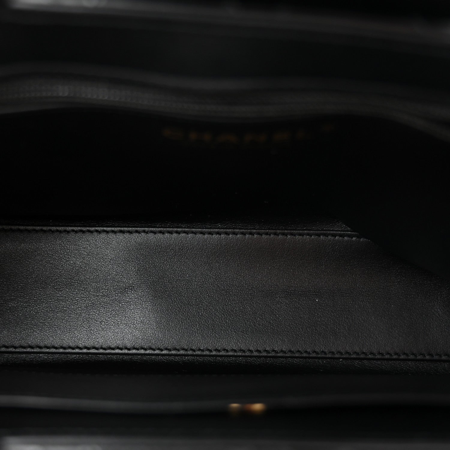 Shiny Aged Calfskin Quilted Nano Kelly Shopper Black