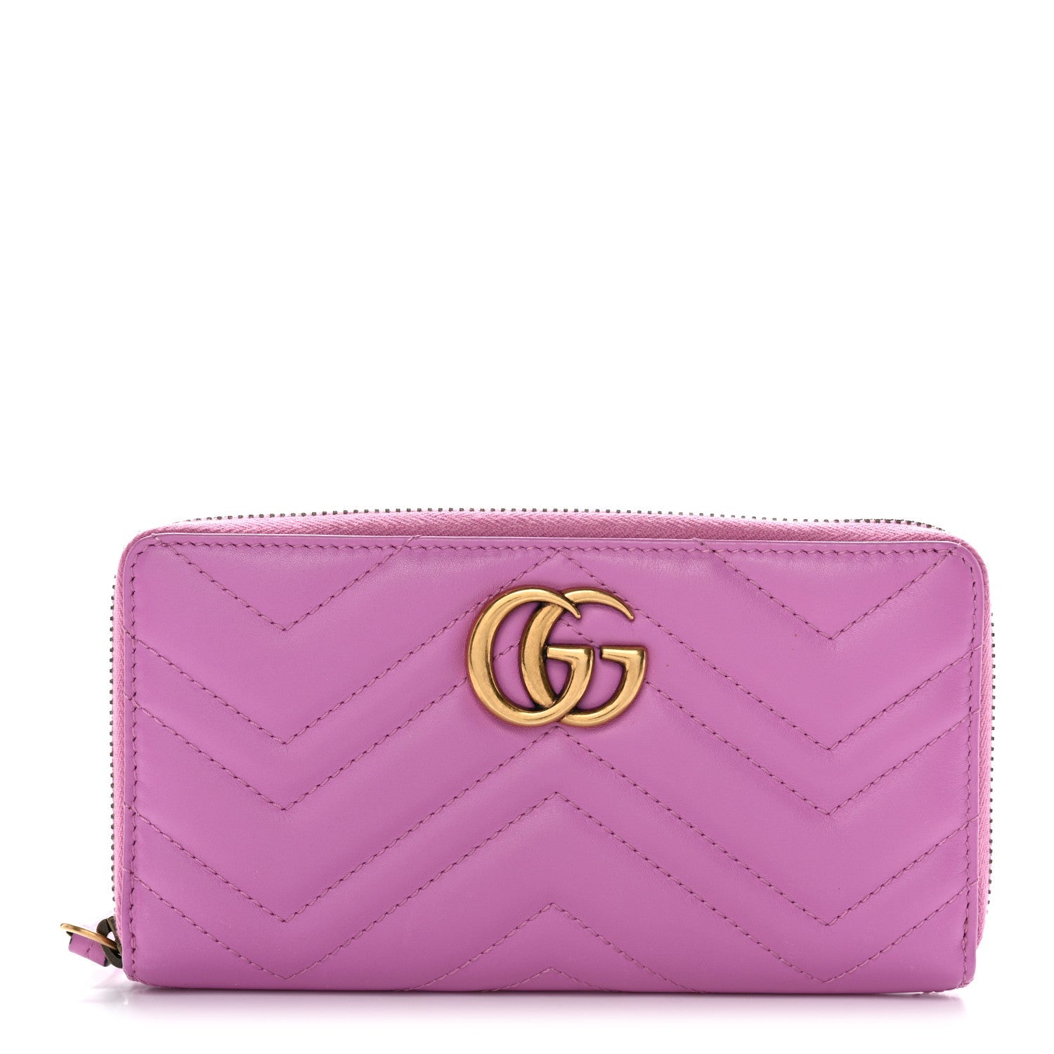 Calfskin Matelasse GG Marmont Zip Around Wallet Pink