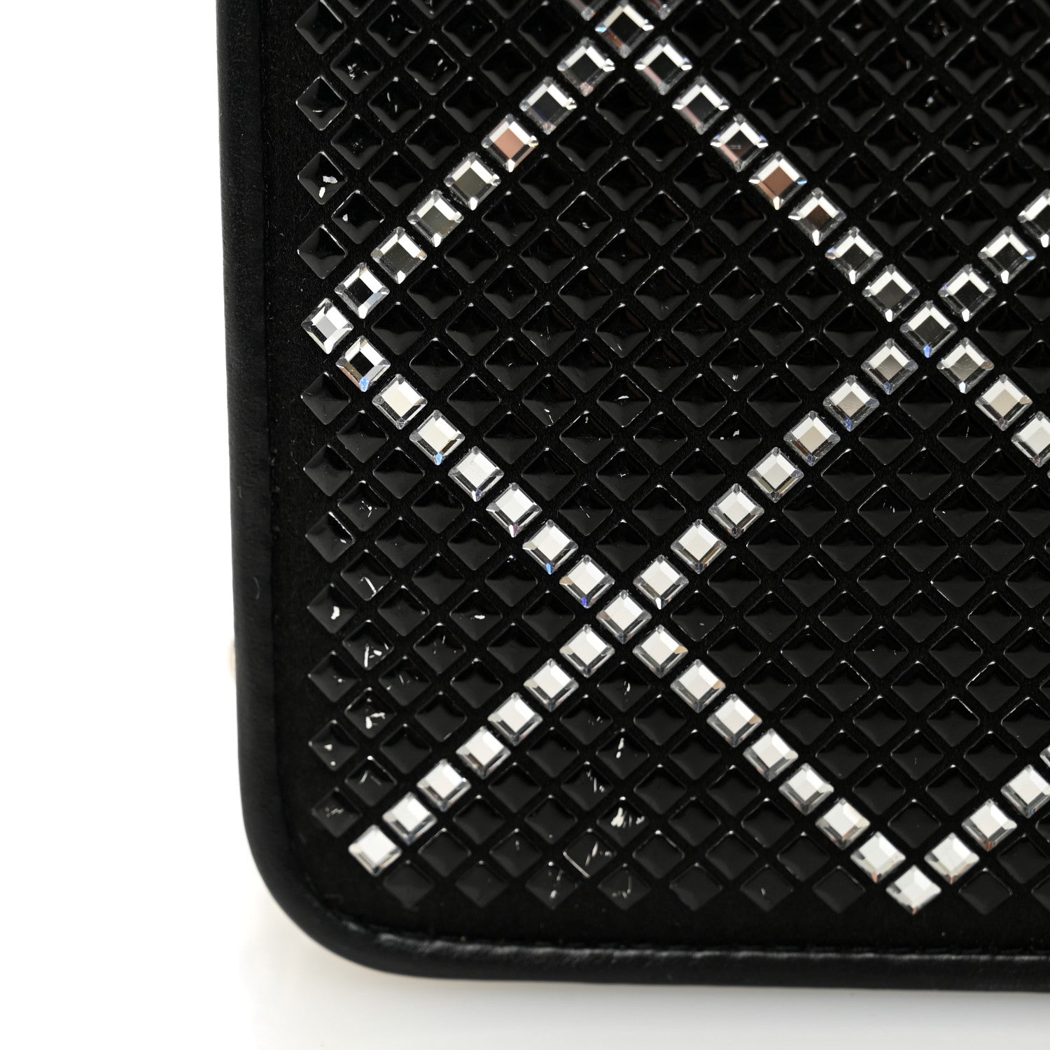 Lambskin Crystal Quilted Wallet On Chain WOC Black