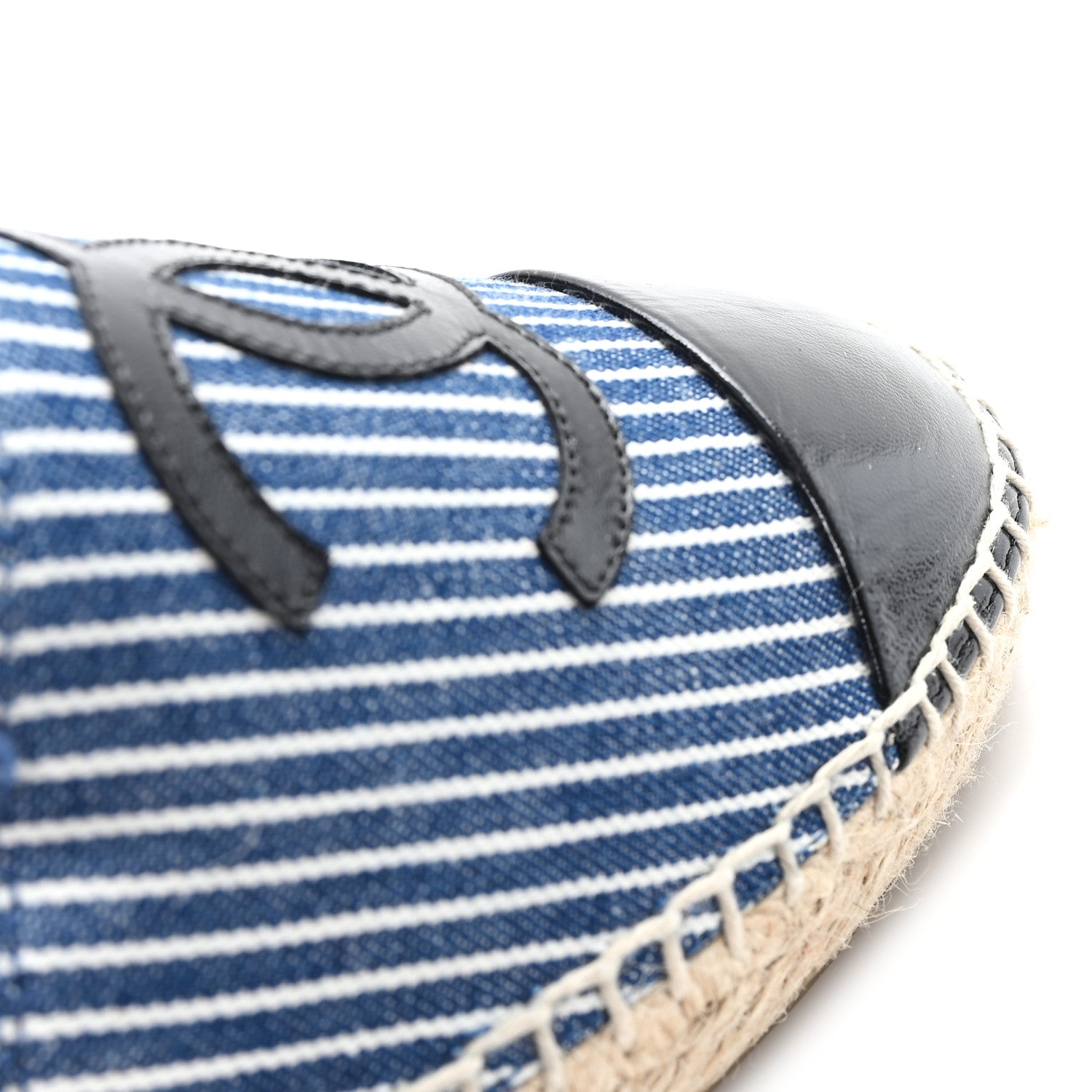 Canvas Striped Patent CC Espadrilles 35 Navy Black