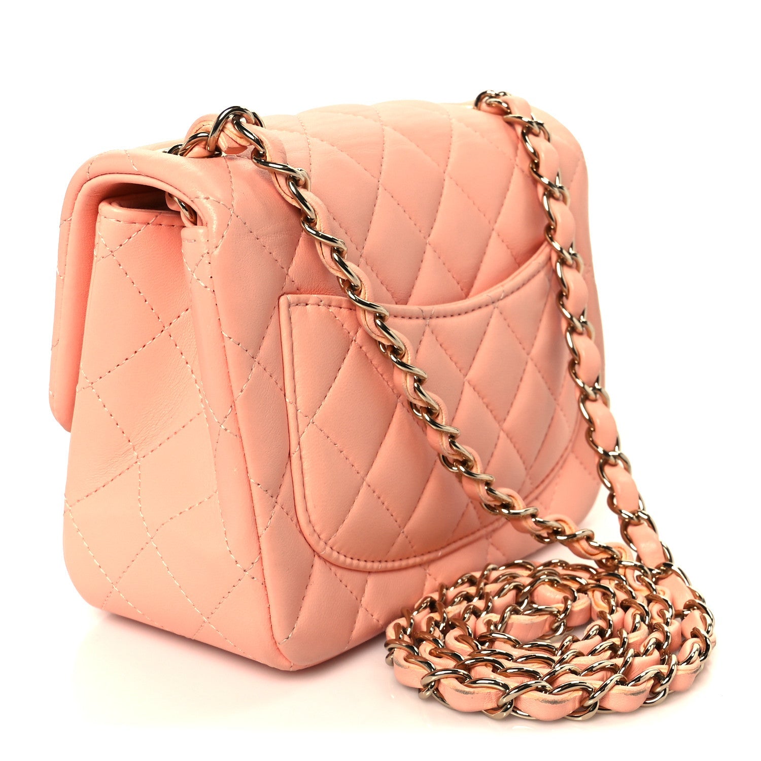 Lambskin Quilted Mini Square Flap Light Pink