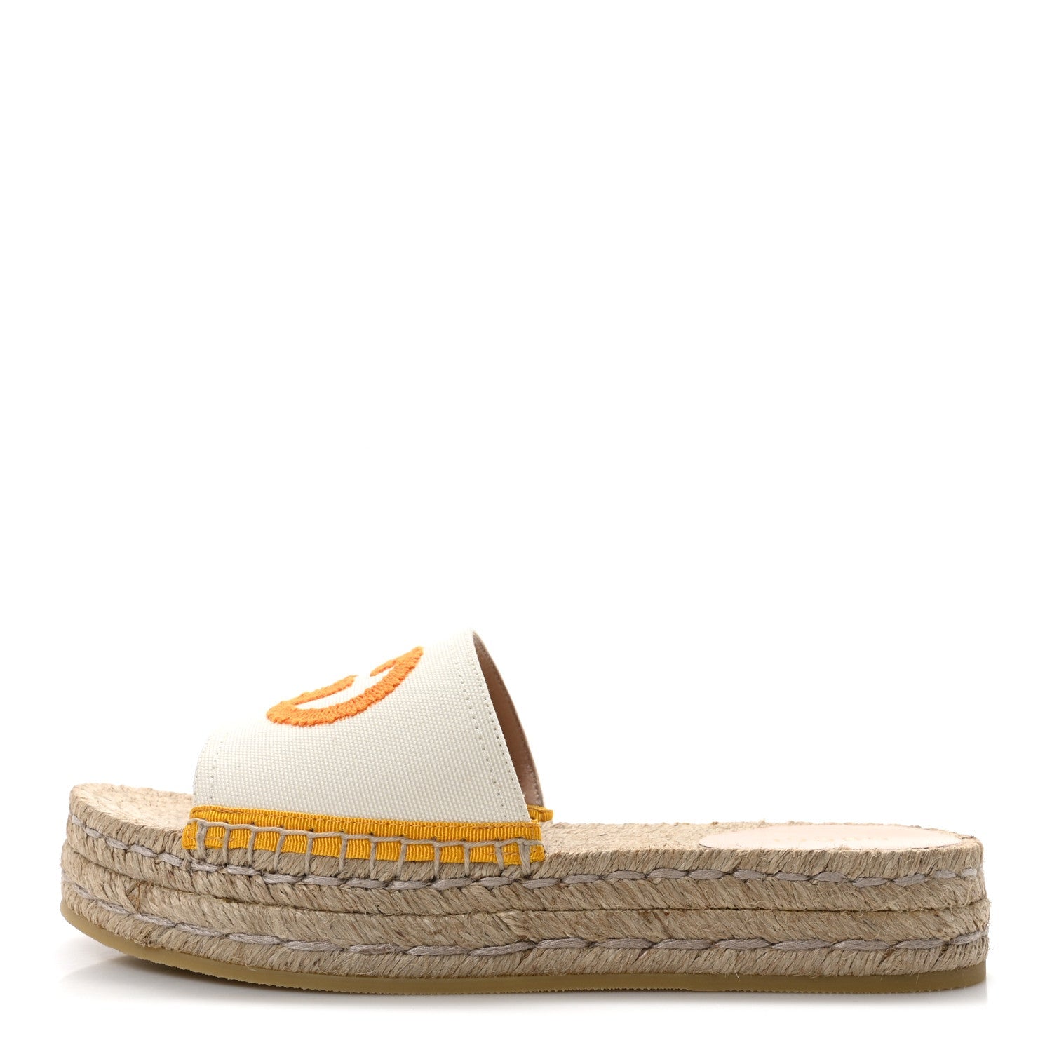 Canvas Interlocking G Espadrille Slide Sandals 36 Mystic White Mais