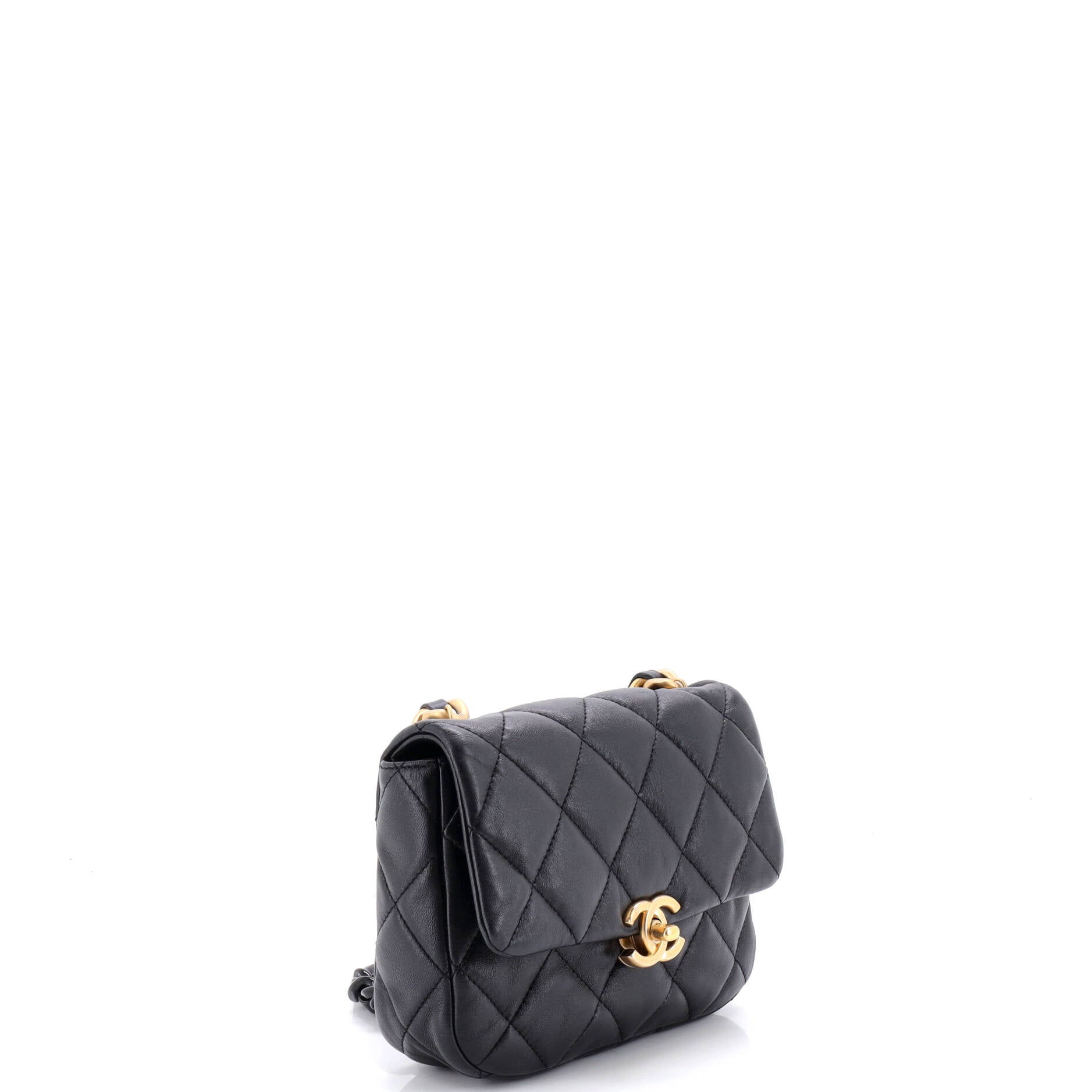 Lacquered Metal CC Flap Bag Quilted Lambskin Mini