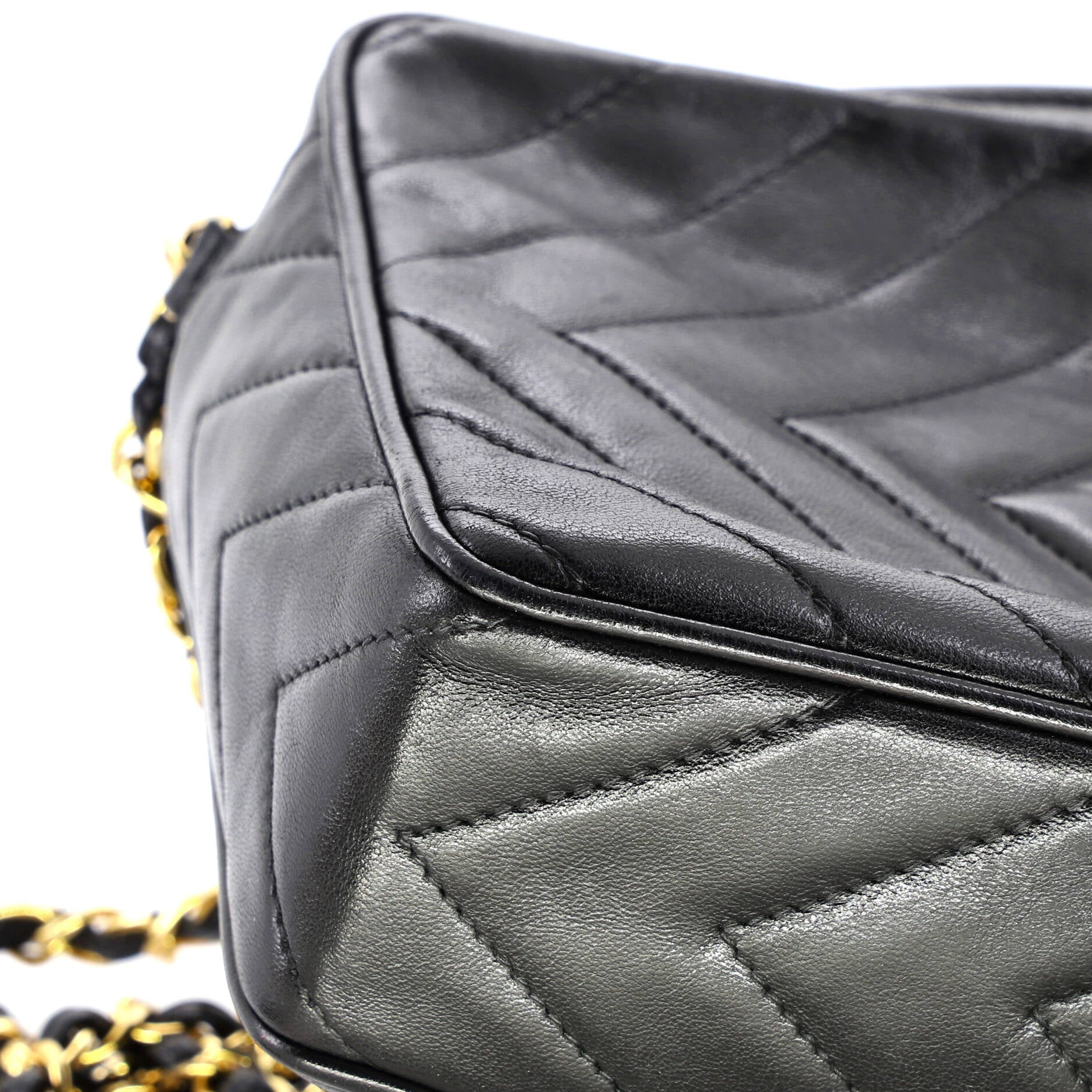 Vintage Diamond CC Camera Bag Chevron Lambskin Medium