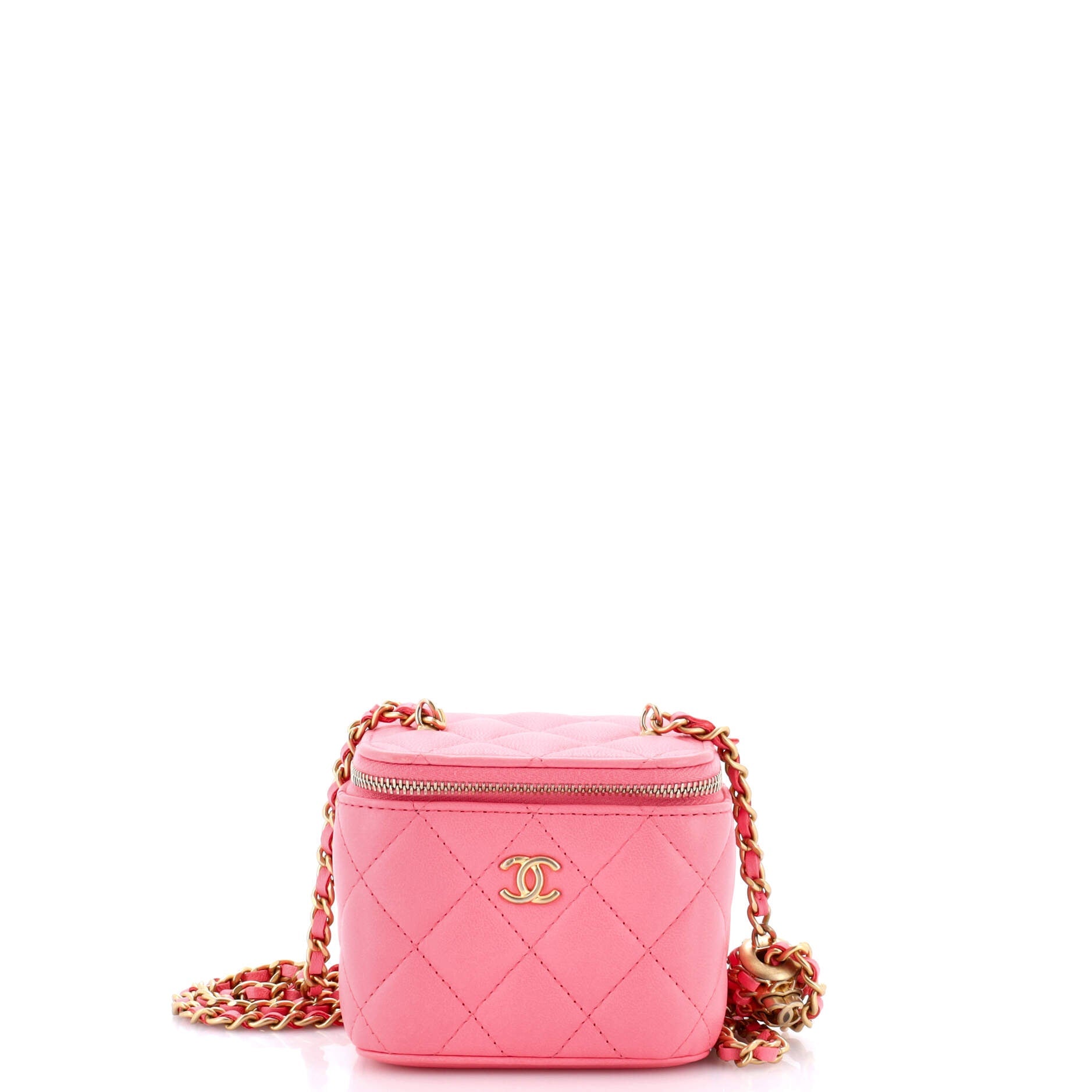 Pearl Crush Vanity Case with Chain Quilted Lambskin Mini
