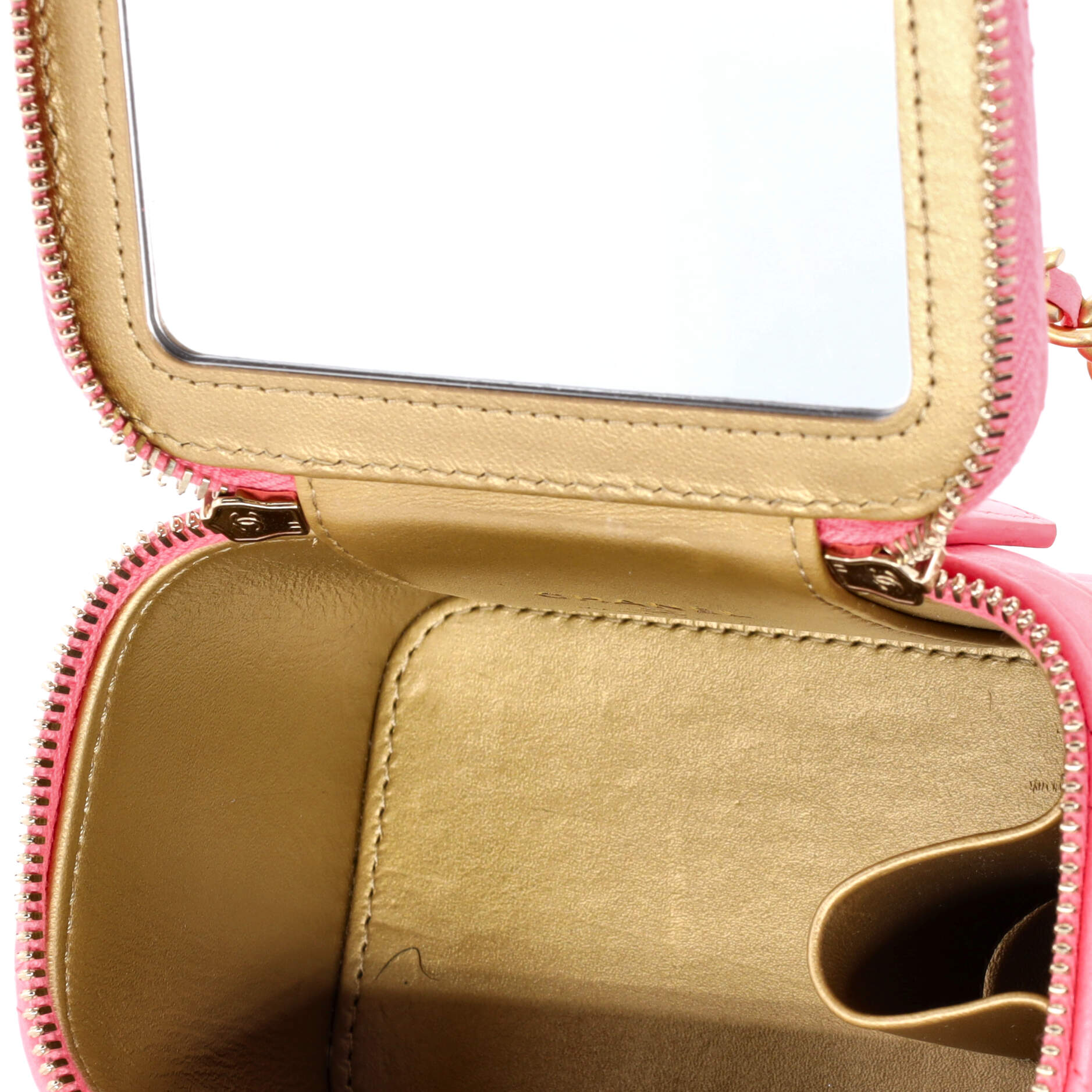 Pearl Crush Vanity Case with Chain Quilted Lambskin Mini