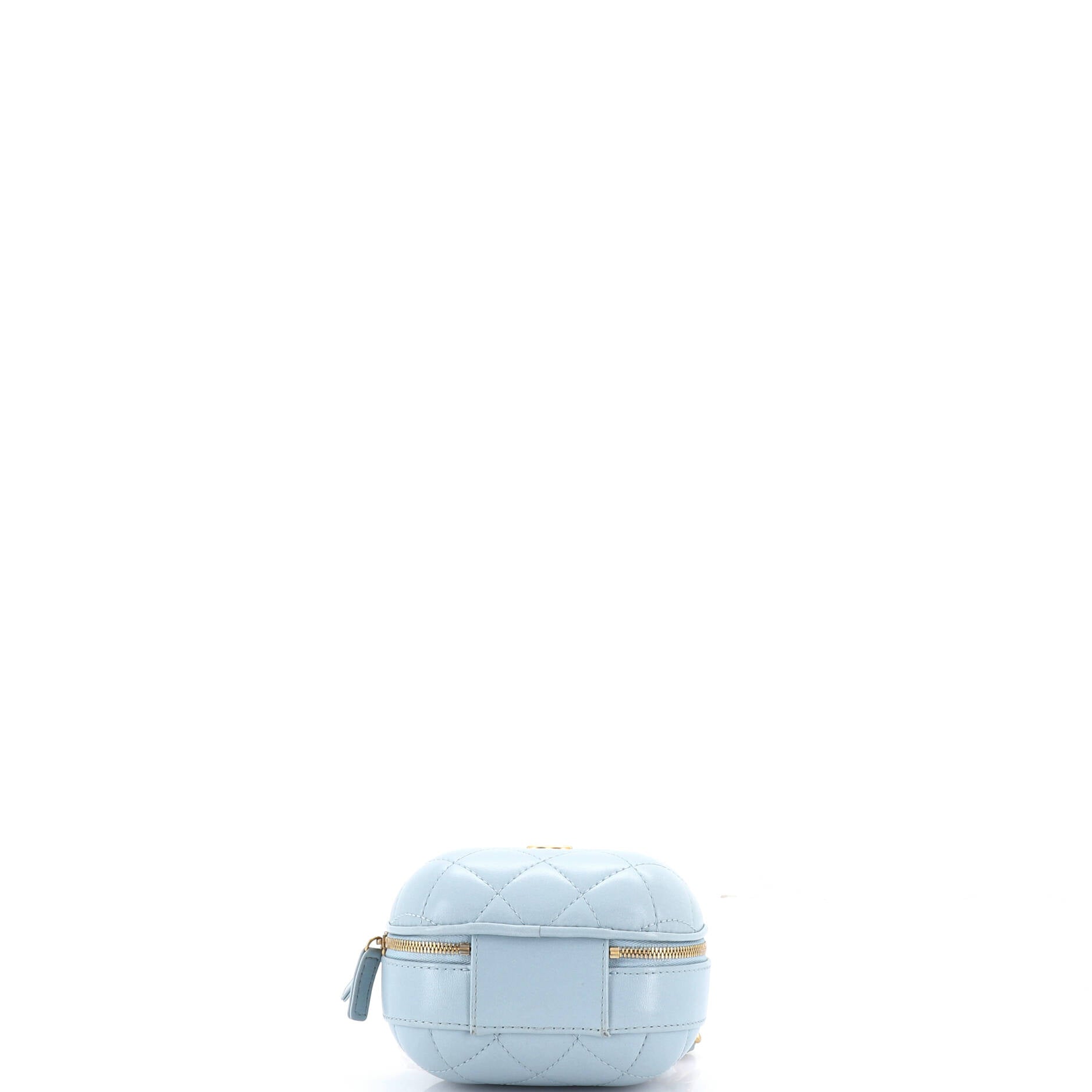 CC Bubble Top Handle Vanity Case with Chain Quilted Lambskin Small