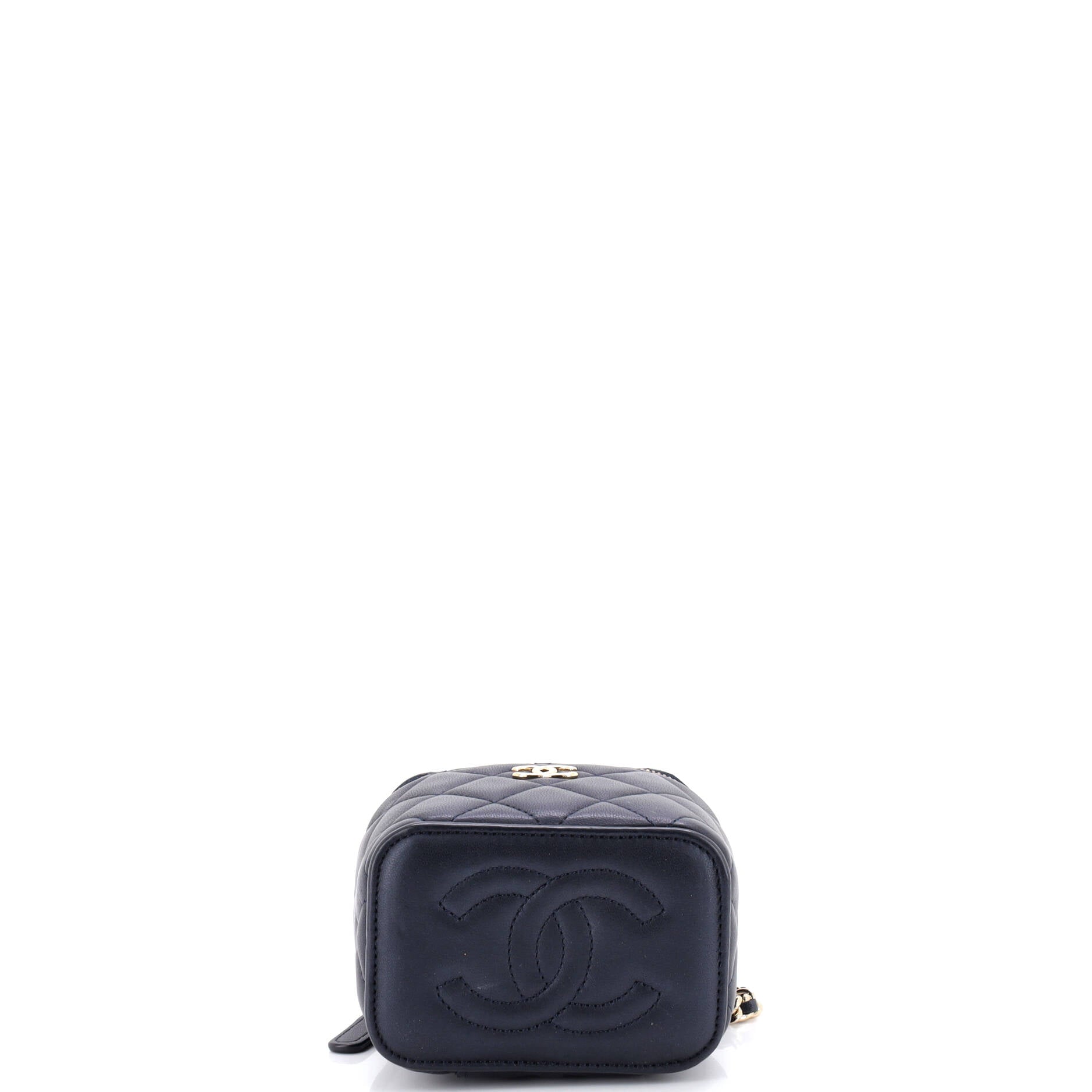 Classic Top Handle Vanity Case with Chain Quilted Lambskin Mini