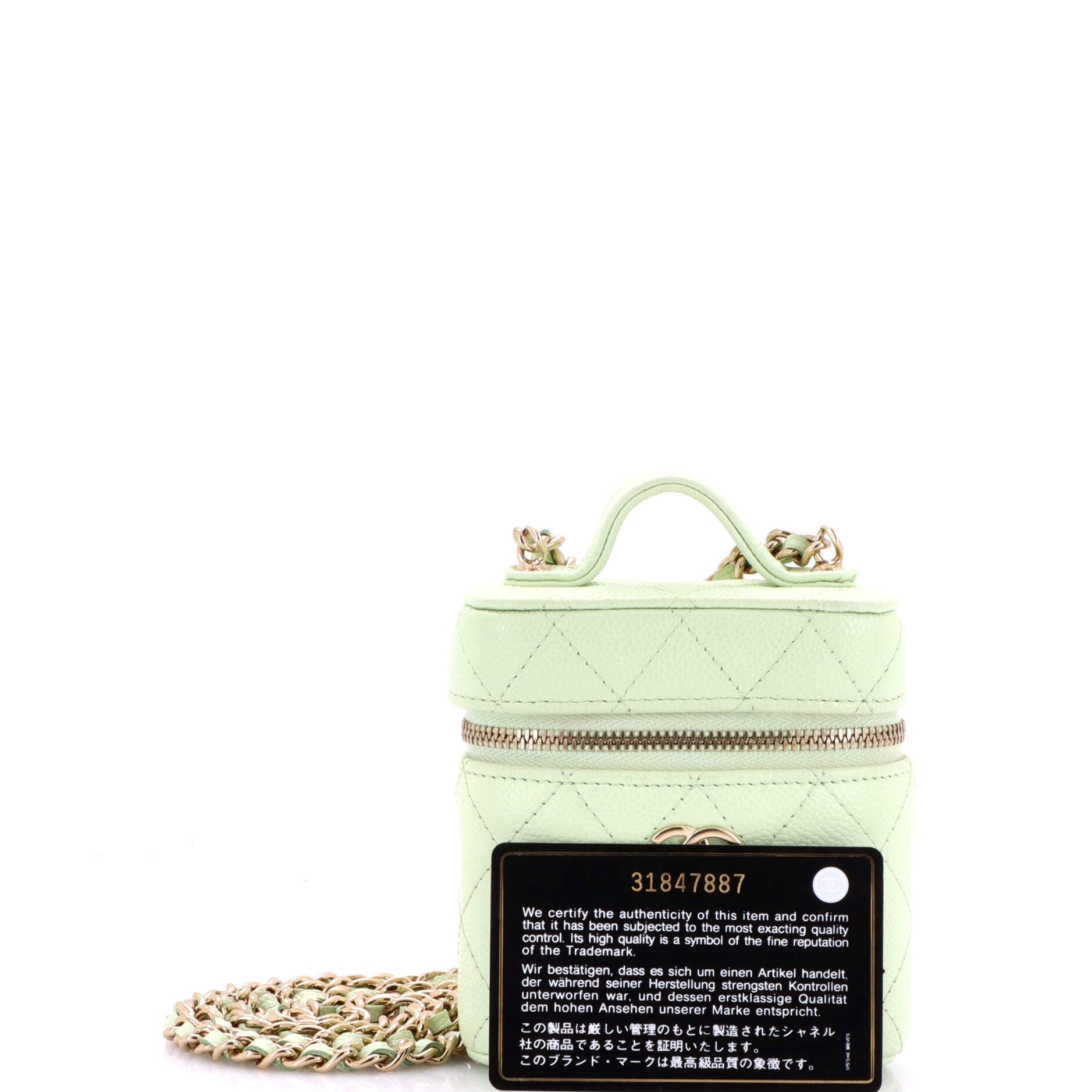 Handle with Care Vanity Case with Chain Quilted Caviar