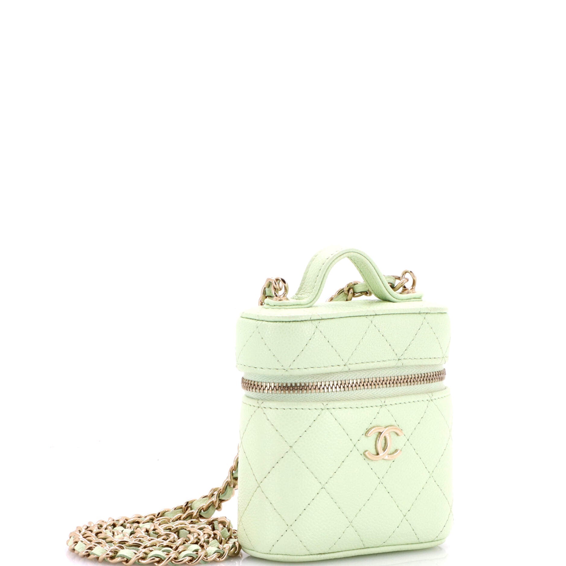 Handle with Care Vanity Case with Chain Quilted Caviar