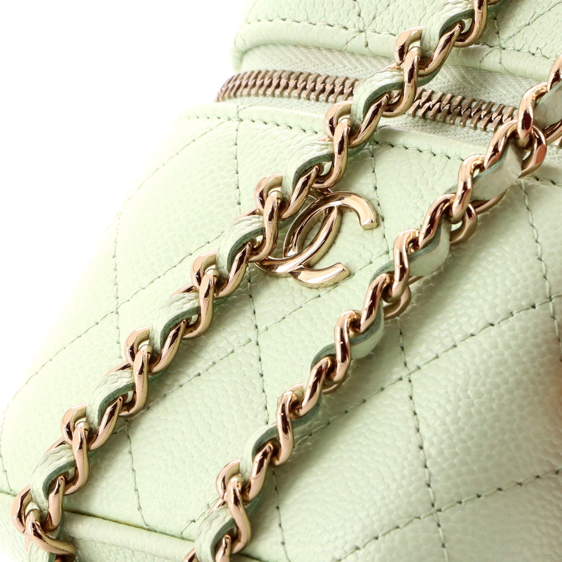 Handle with Care Vanity Case with Chain Quilted Caviar