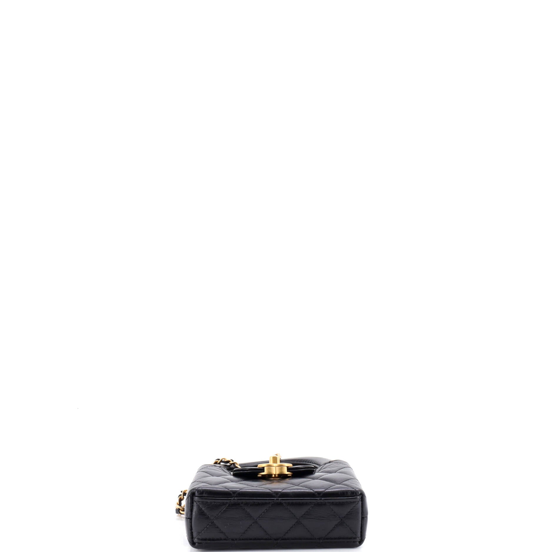 Kelly Top Handle Shopping Bag Quilted Shiny Aged Calfskin Nano