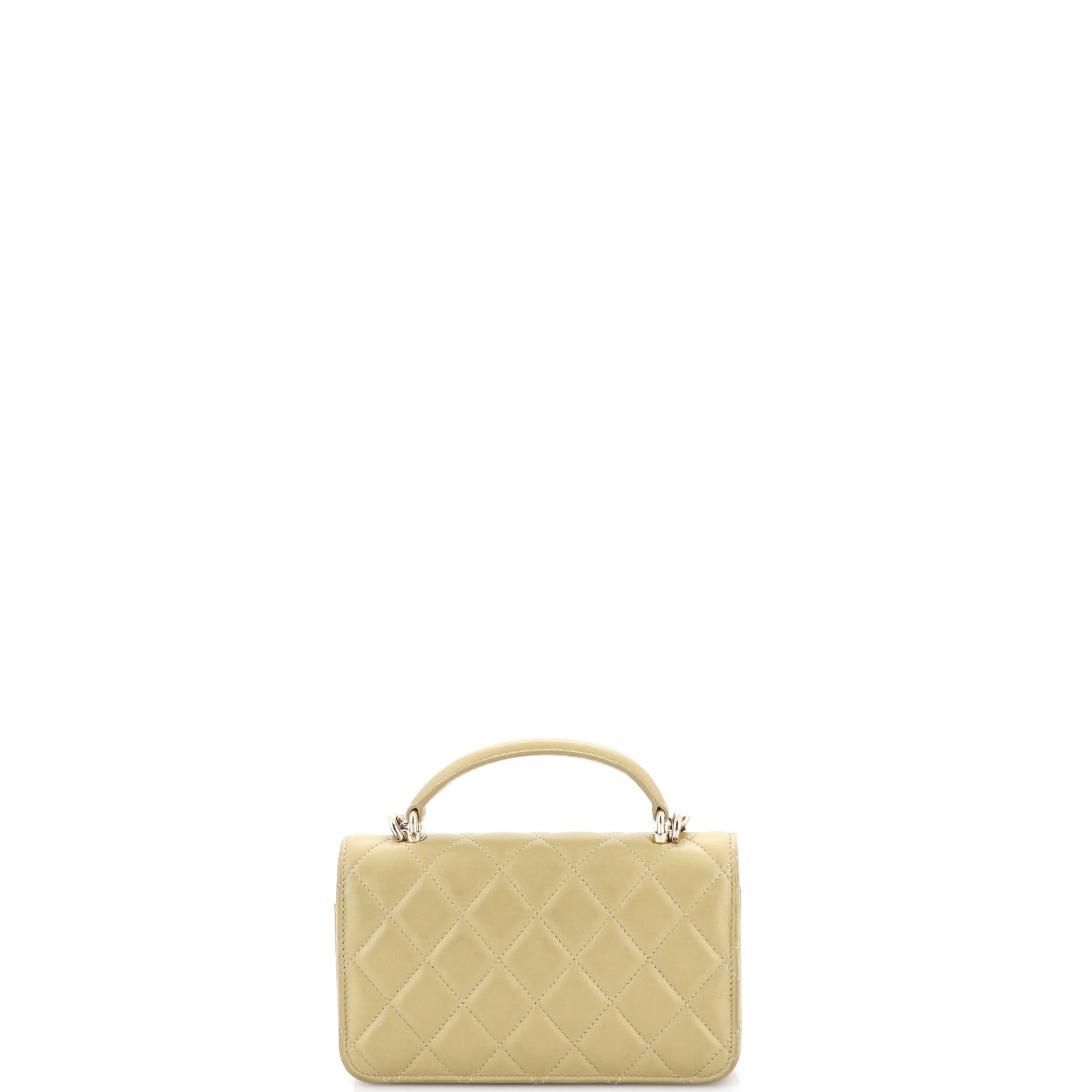 Classic Top Handle Flap Phone Holder with Chain Quilted Lambskin