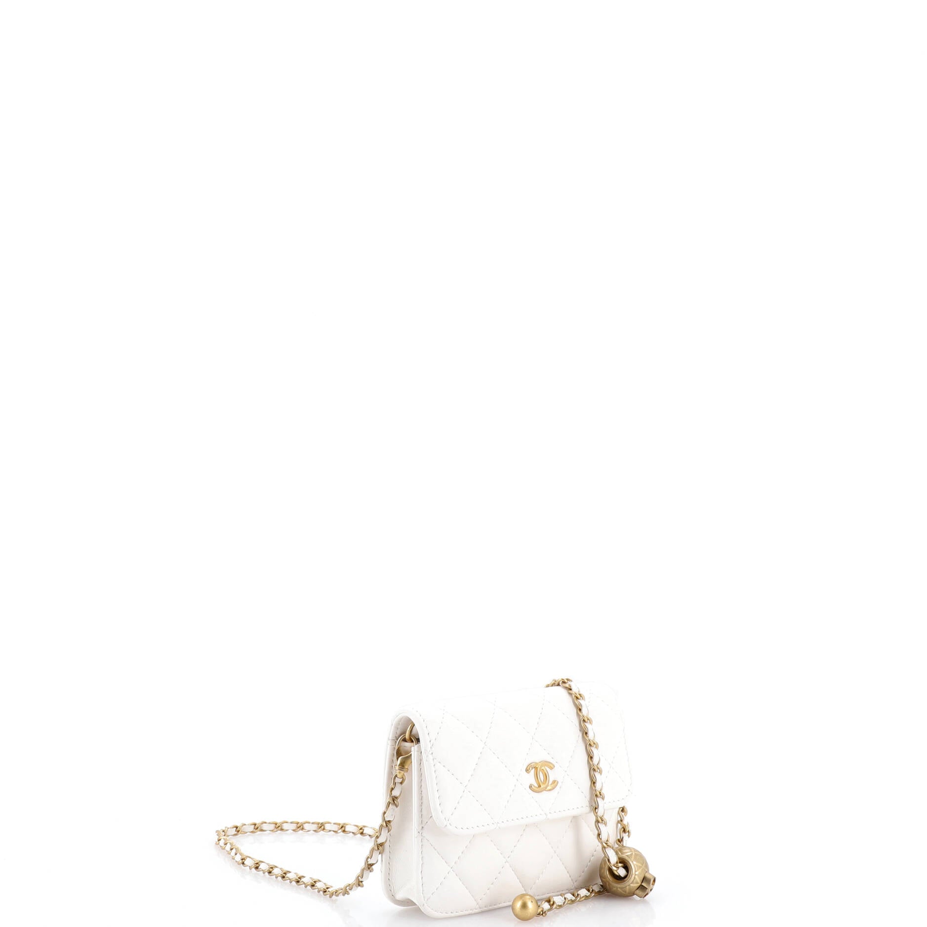 Pearl Crush Flap Clutch with Chain Quilted Lambskin Mini