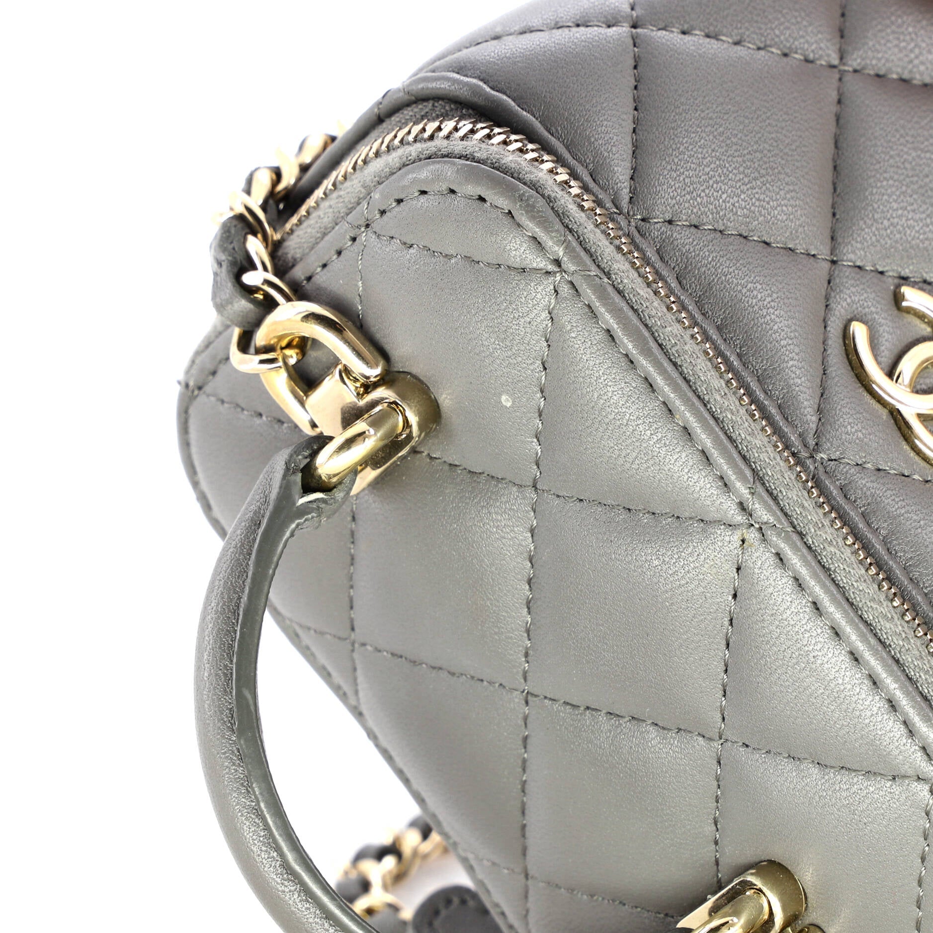 Classic Top Handle Vanity Case with Chain Quilted Lambskin Mini
