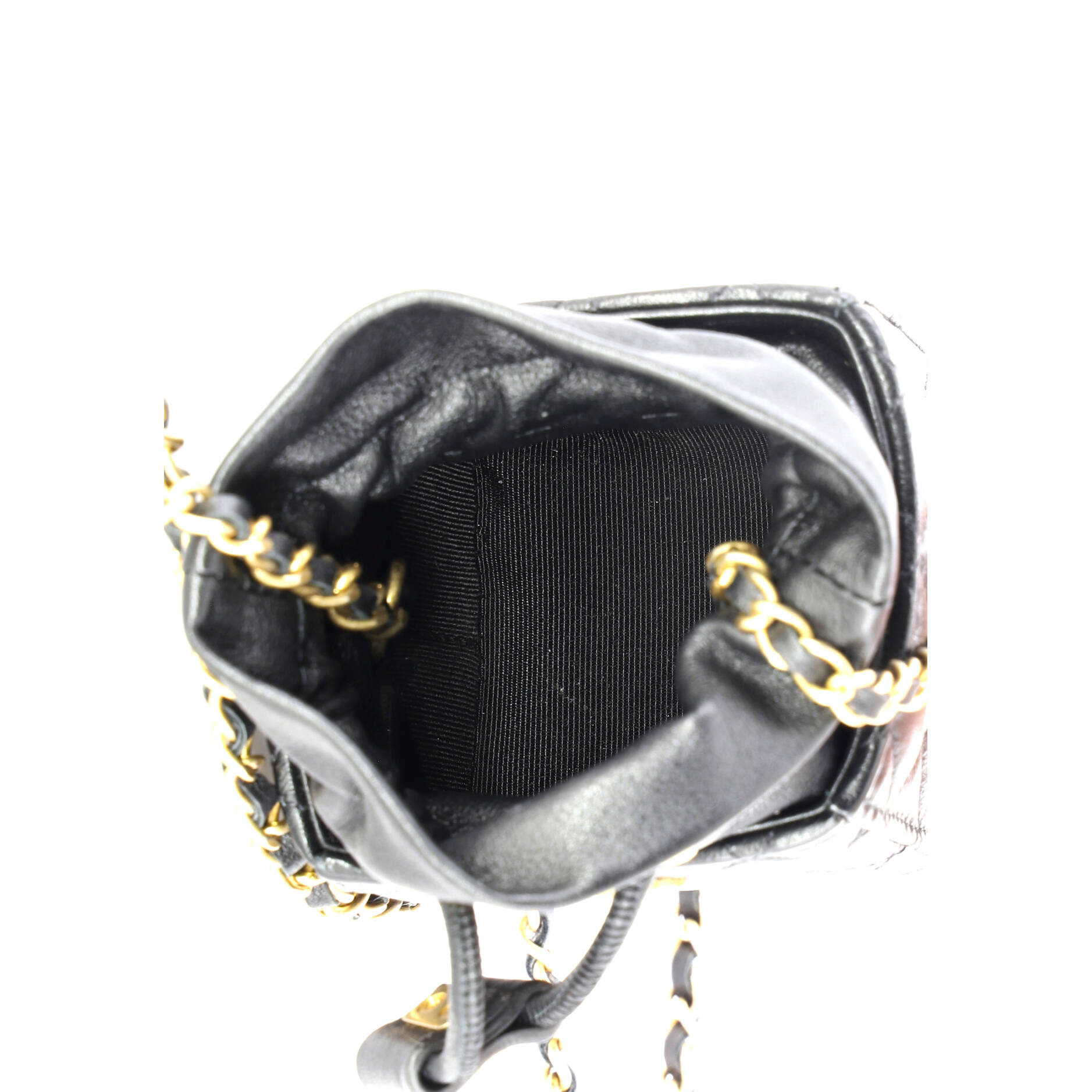 Drawstring Square Bucket Bag Quilted Calfskin Mini
