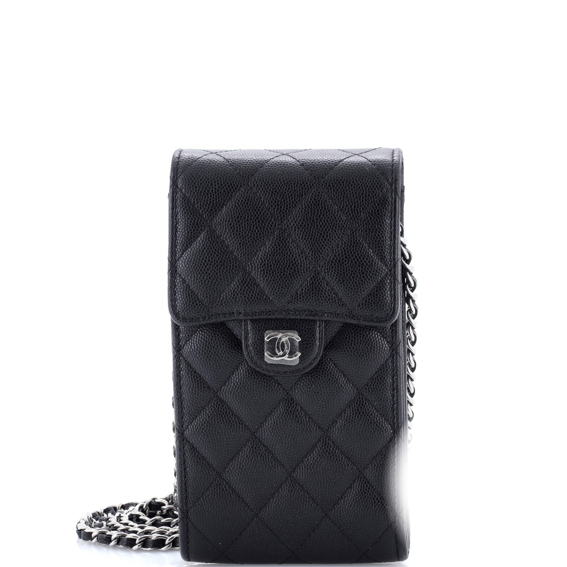 Classic Flap Phone Holder Crossbody Bag Quilted Caviar