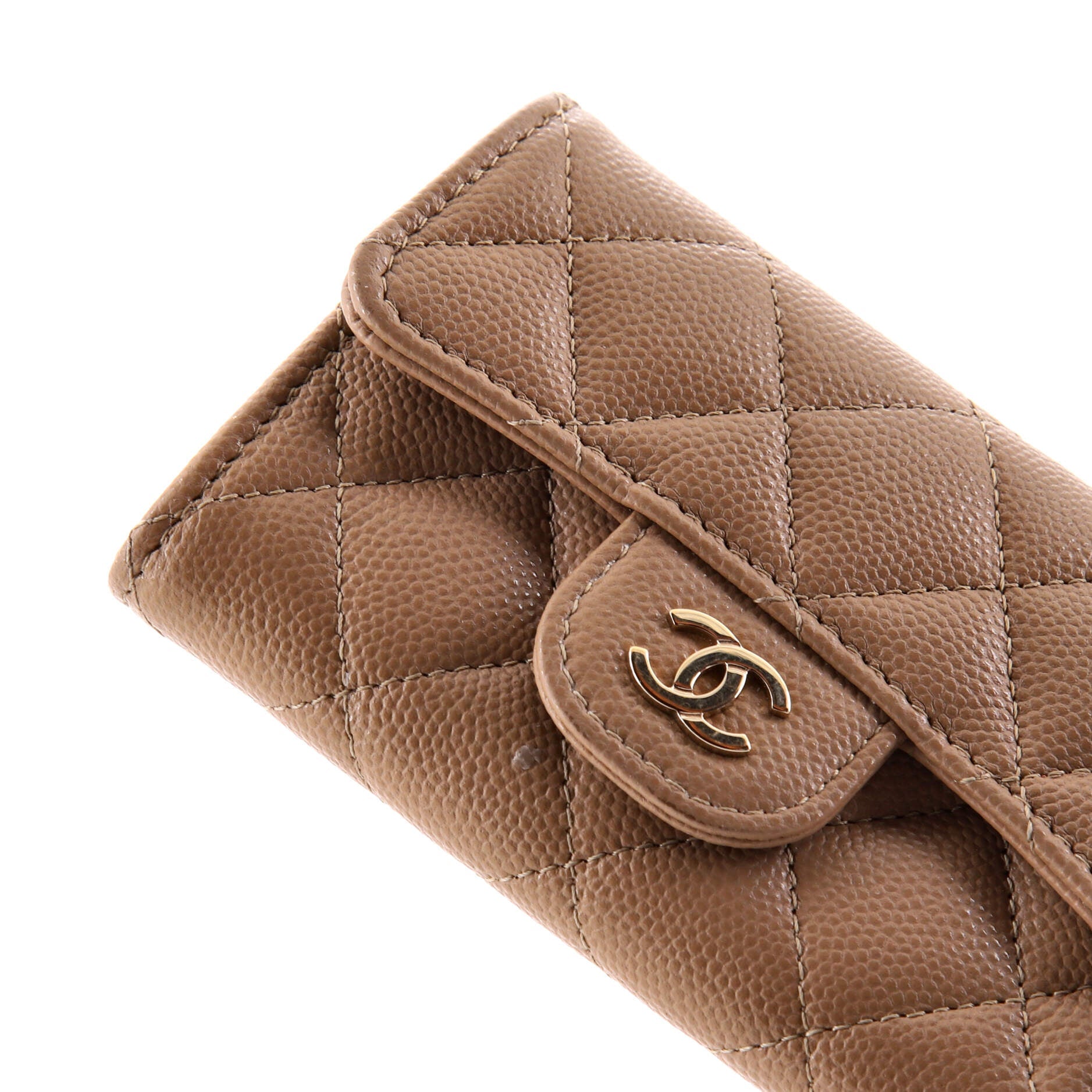 Classic Flap Card Case Quilted Caviar