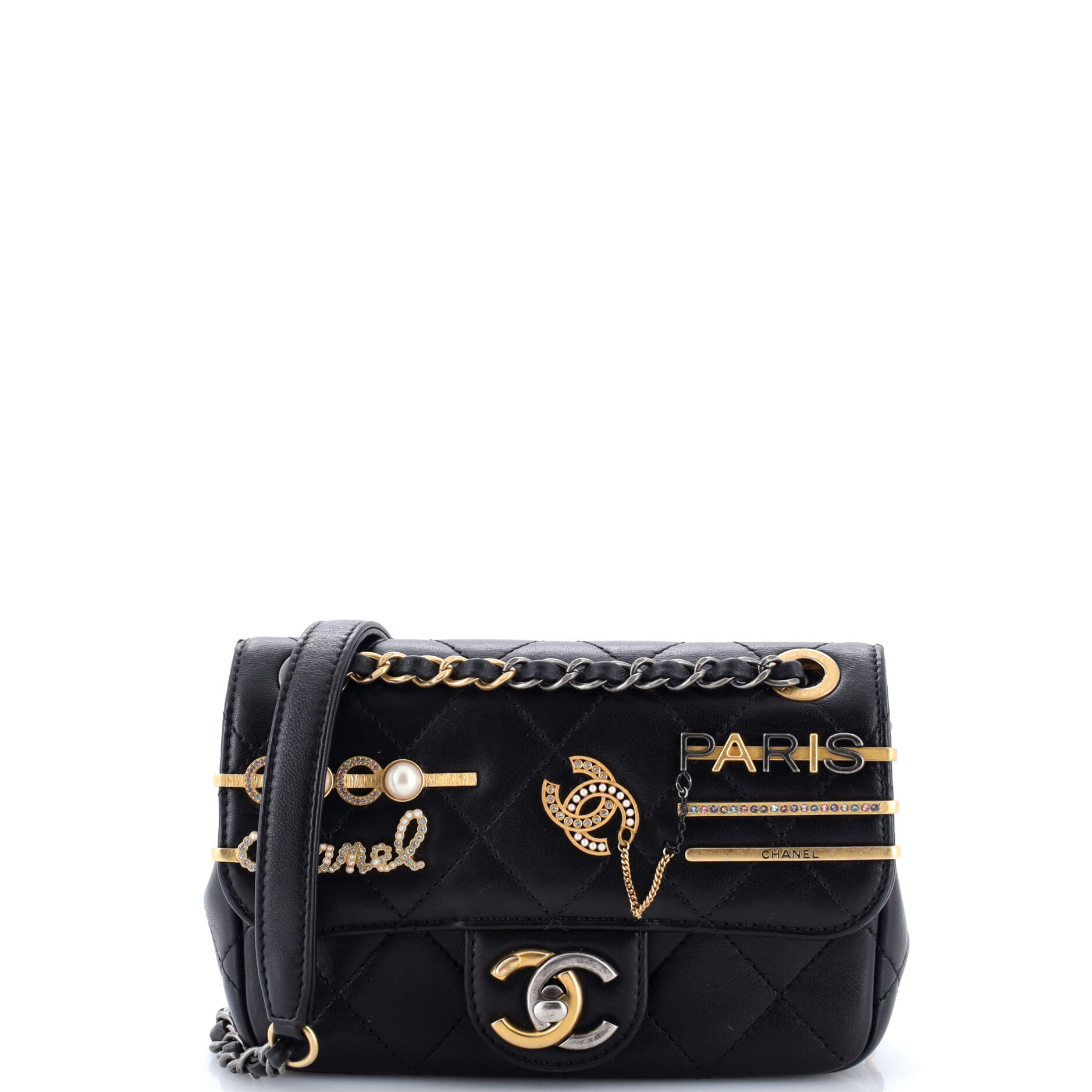 Coco Clips Flap Bag Embellished Quilted Lambskin Mini