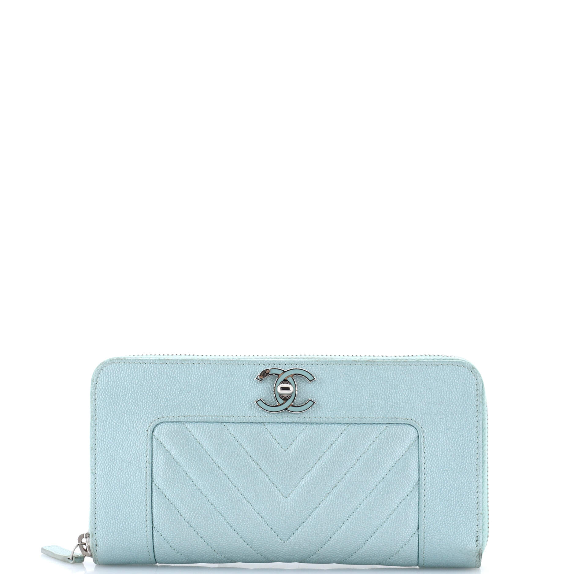 Mademoiselle Vintage Zip Around Wallet Quilted Caviar Long