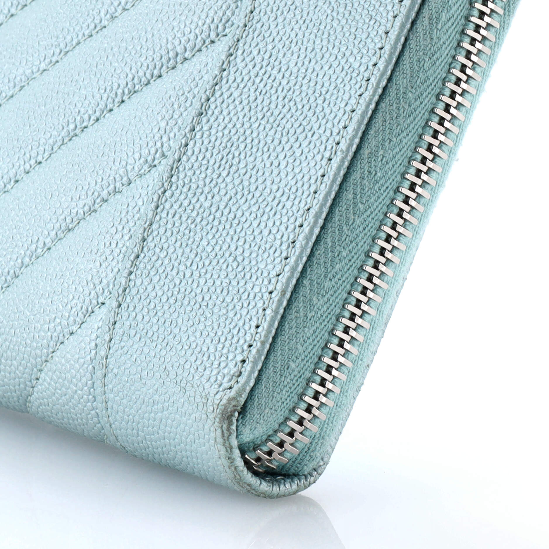 Mademoiselle Vintage Zip Around Wallet Quilted Caviar Long
