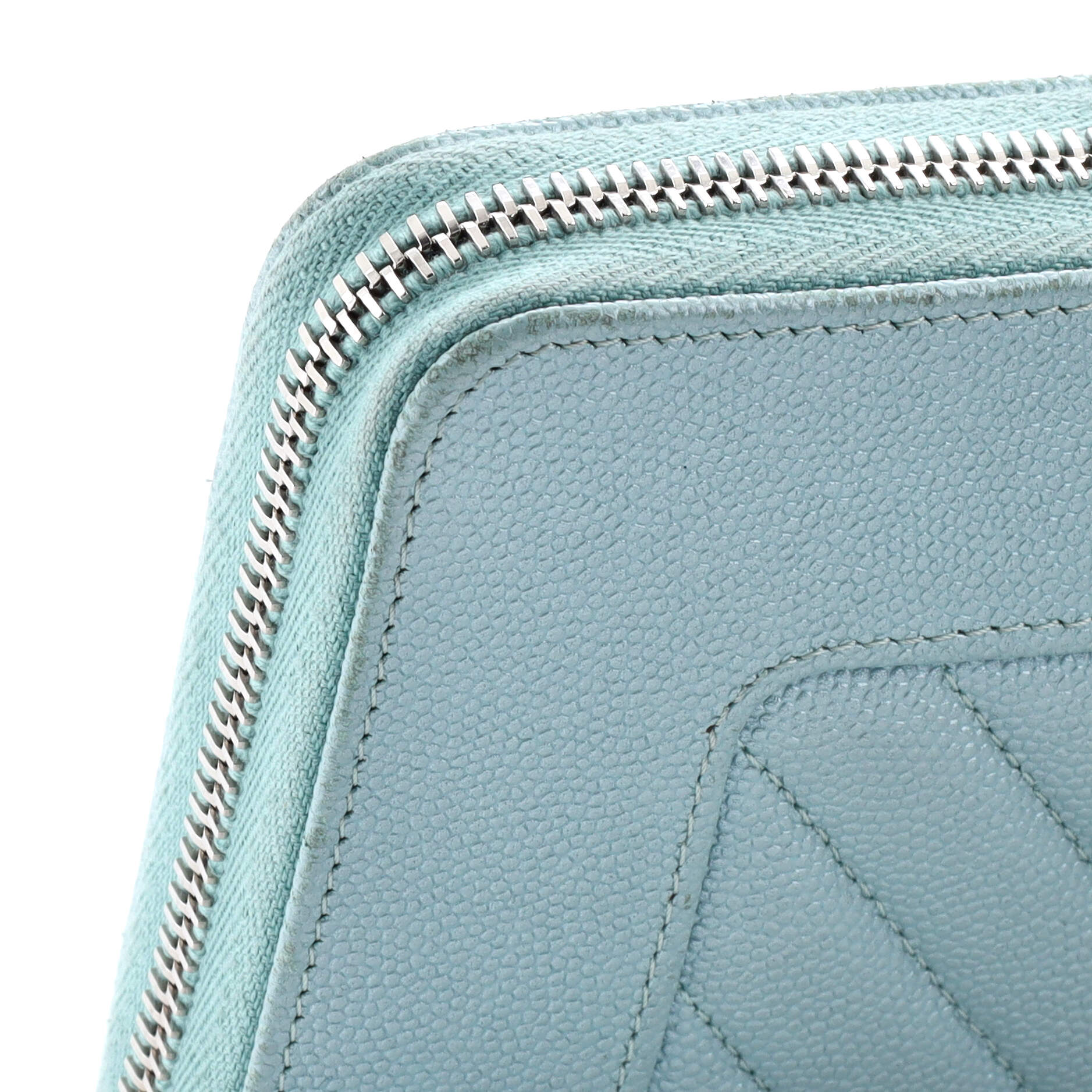 Mademoiselle Vintage Zip Around Wallet Quilted Caviar Long