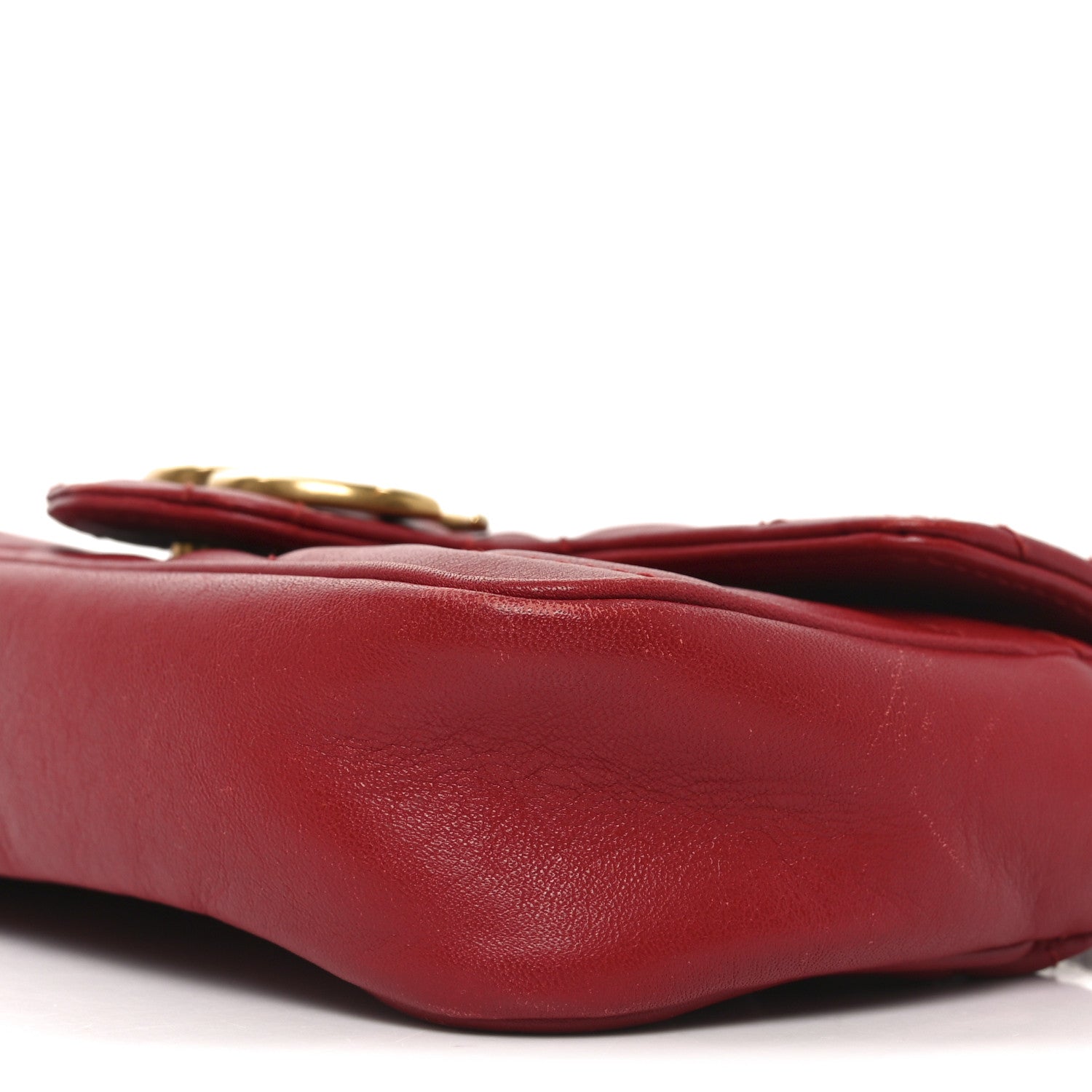 Calfskin Matelasse Super Mini GG Marmont Shoulder Bag Hibiscus Red