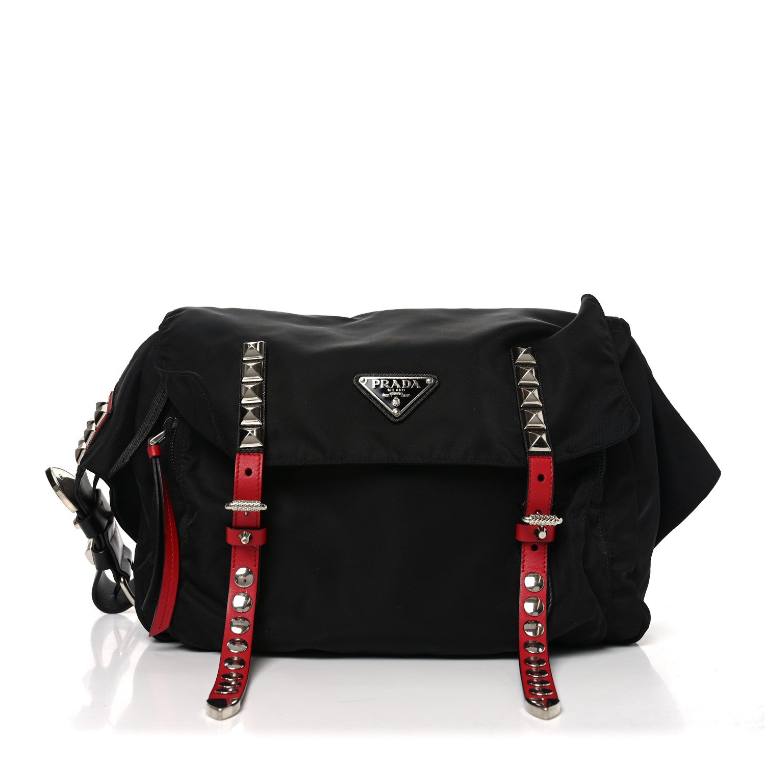 Nylon New Vela Studded Marsupio Belt Bag Black Fuoco