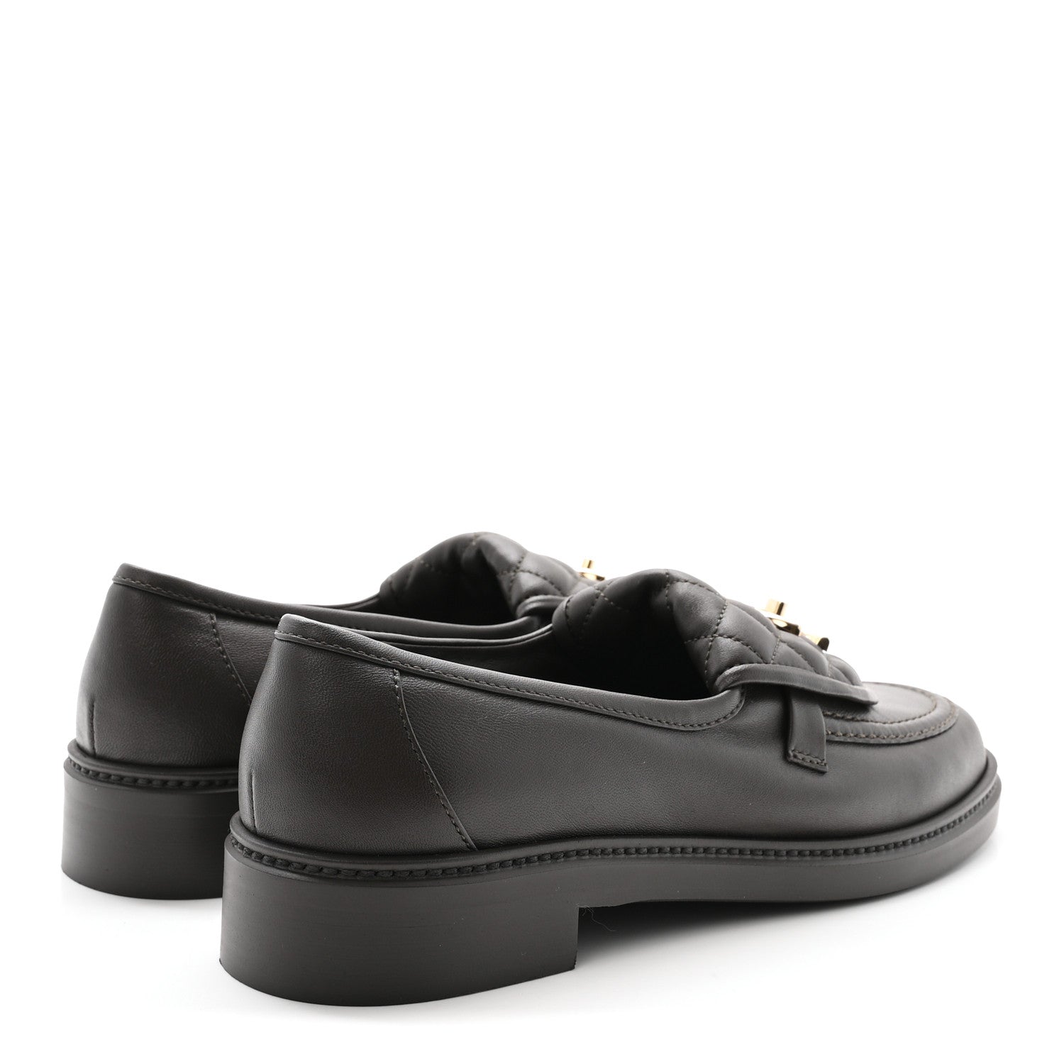 Lambskin Quilted CC Turnlock Loafers 39.5 Dark Brown