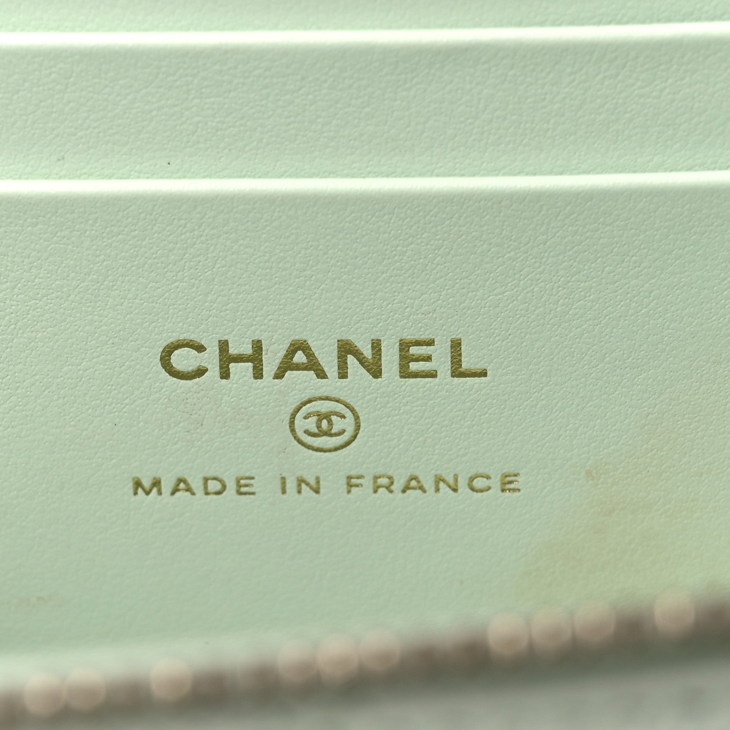 Caviar Quilted Small Tiny CC Vanity Case With Chain Light Green