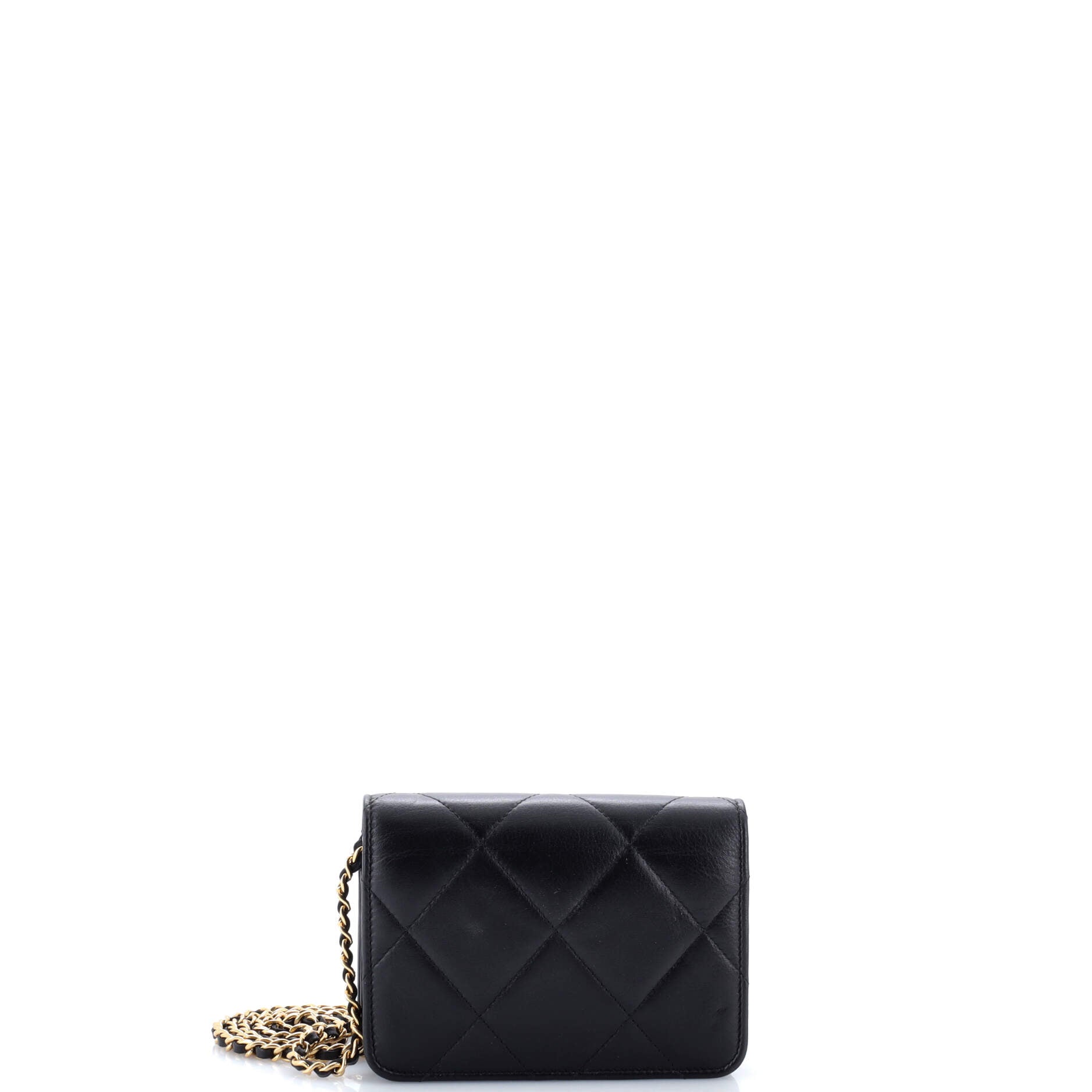 Crystal Geometric Frame CC Clutch with Chain Quilted Calfskin