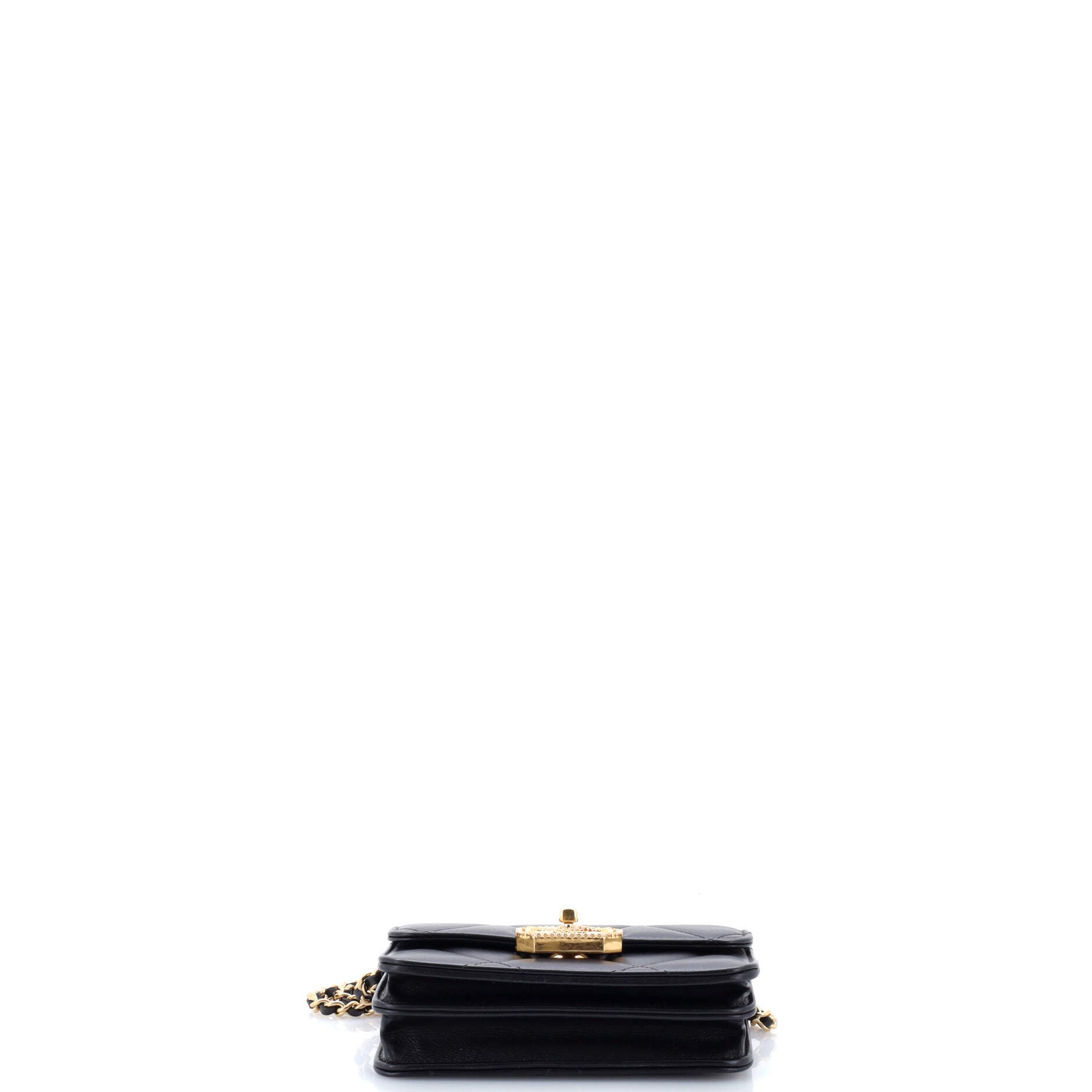 Crystal Geometric Frame CC Clutch with Chain Quilted Calfskin