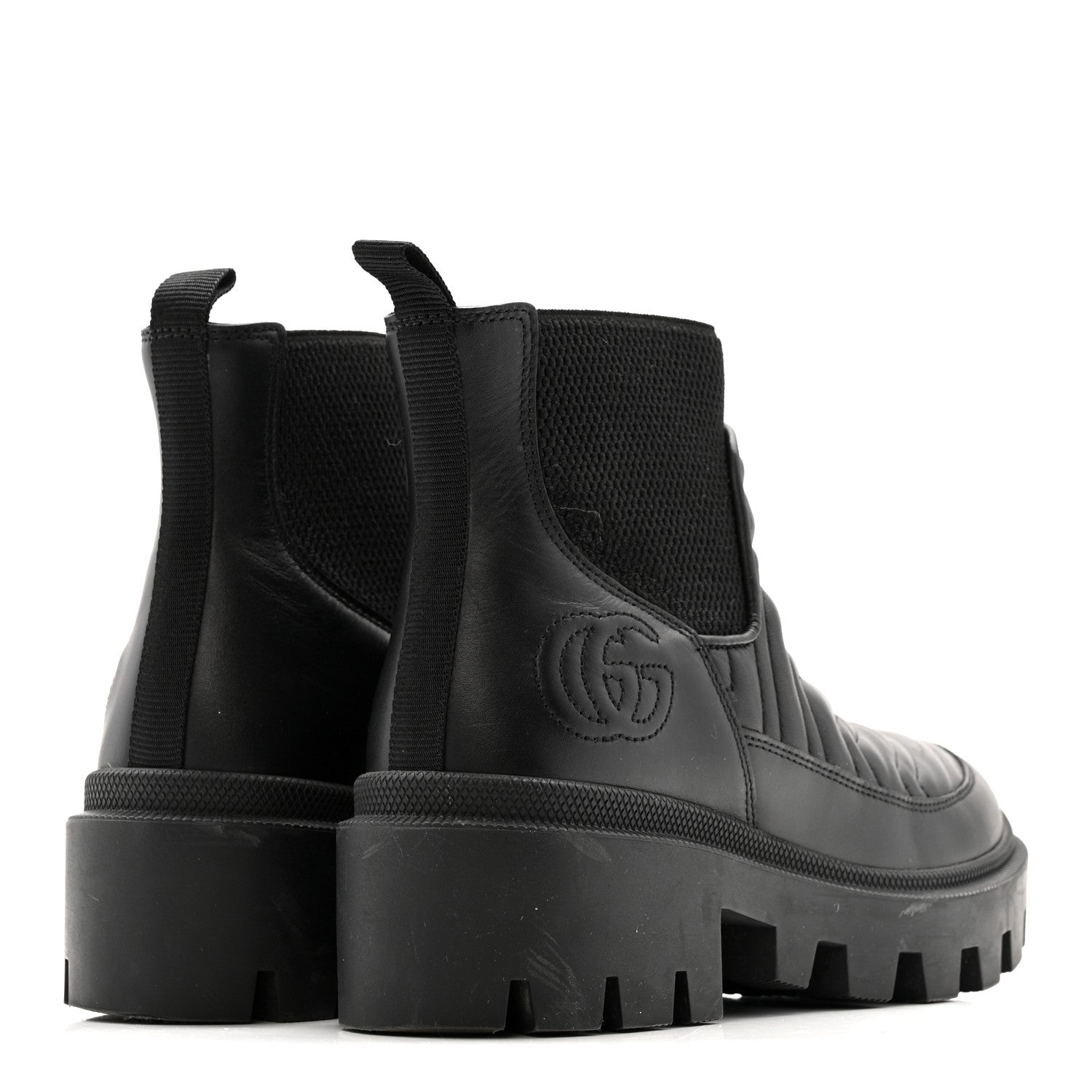 Calfskin Nappa Matelasse Frances Chelsea Boots 35.5 Black