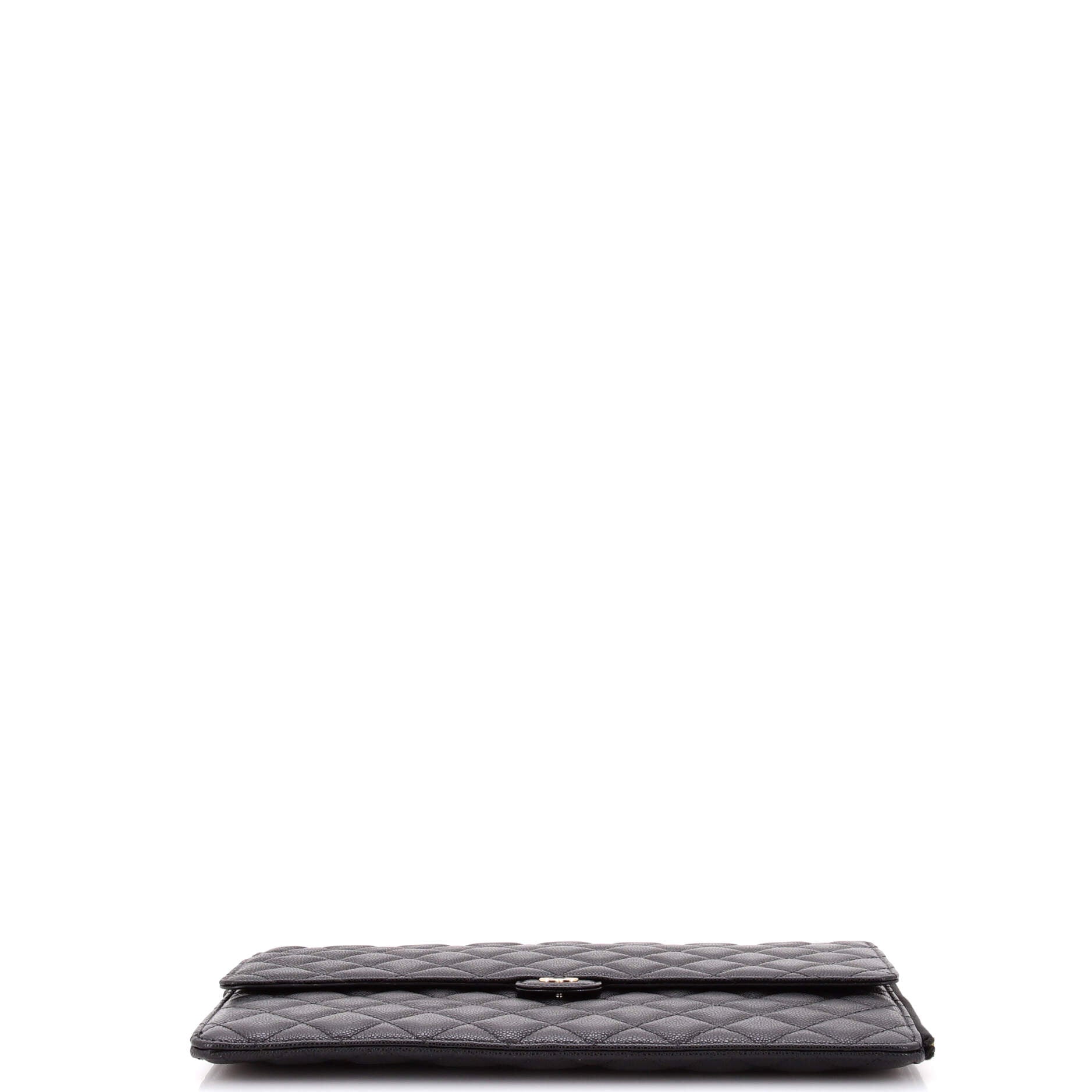 Flap Zip Clutch Quilted Caviar Large