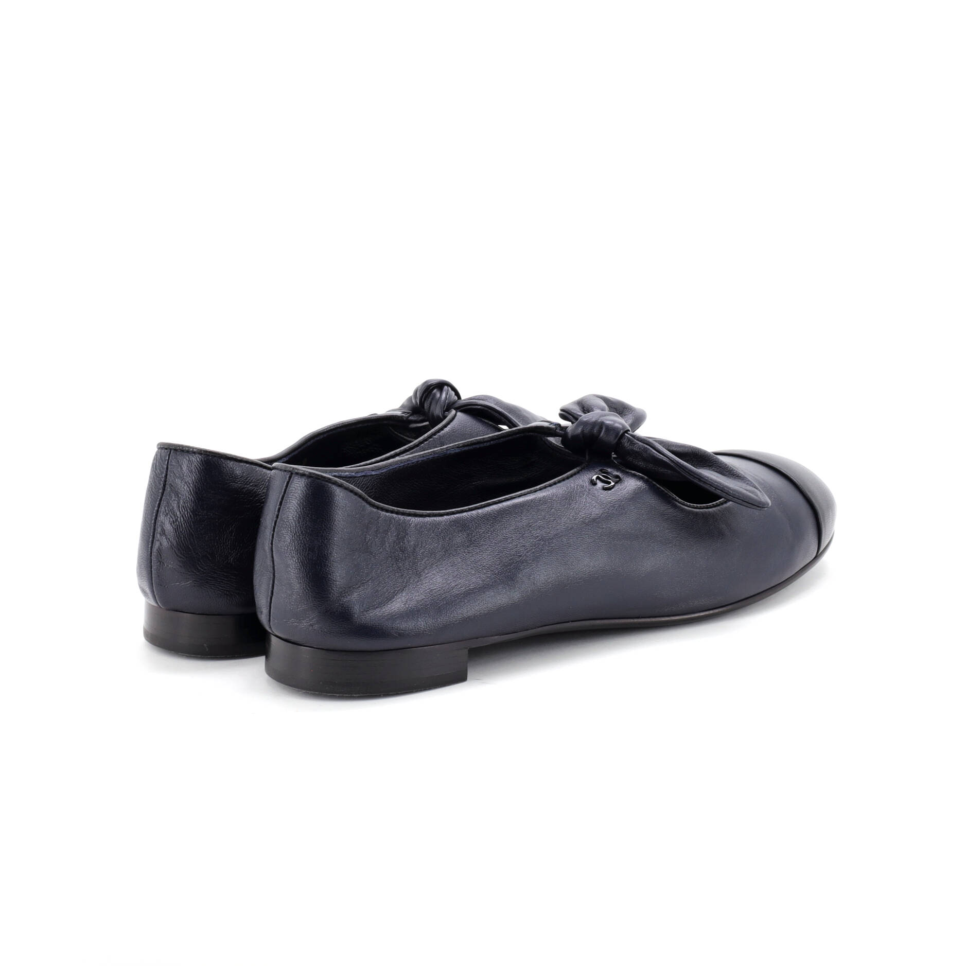 Women's Bow Cap Toe Mary Jane Flats Leather