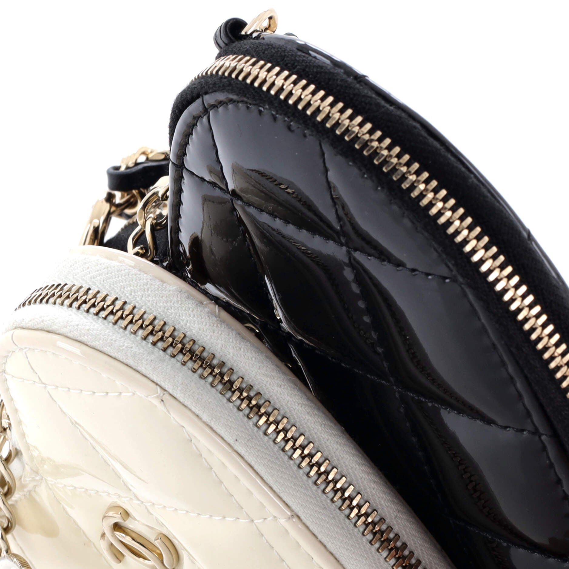 Double Heart Clutch with Chain Quilted Patent