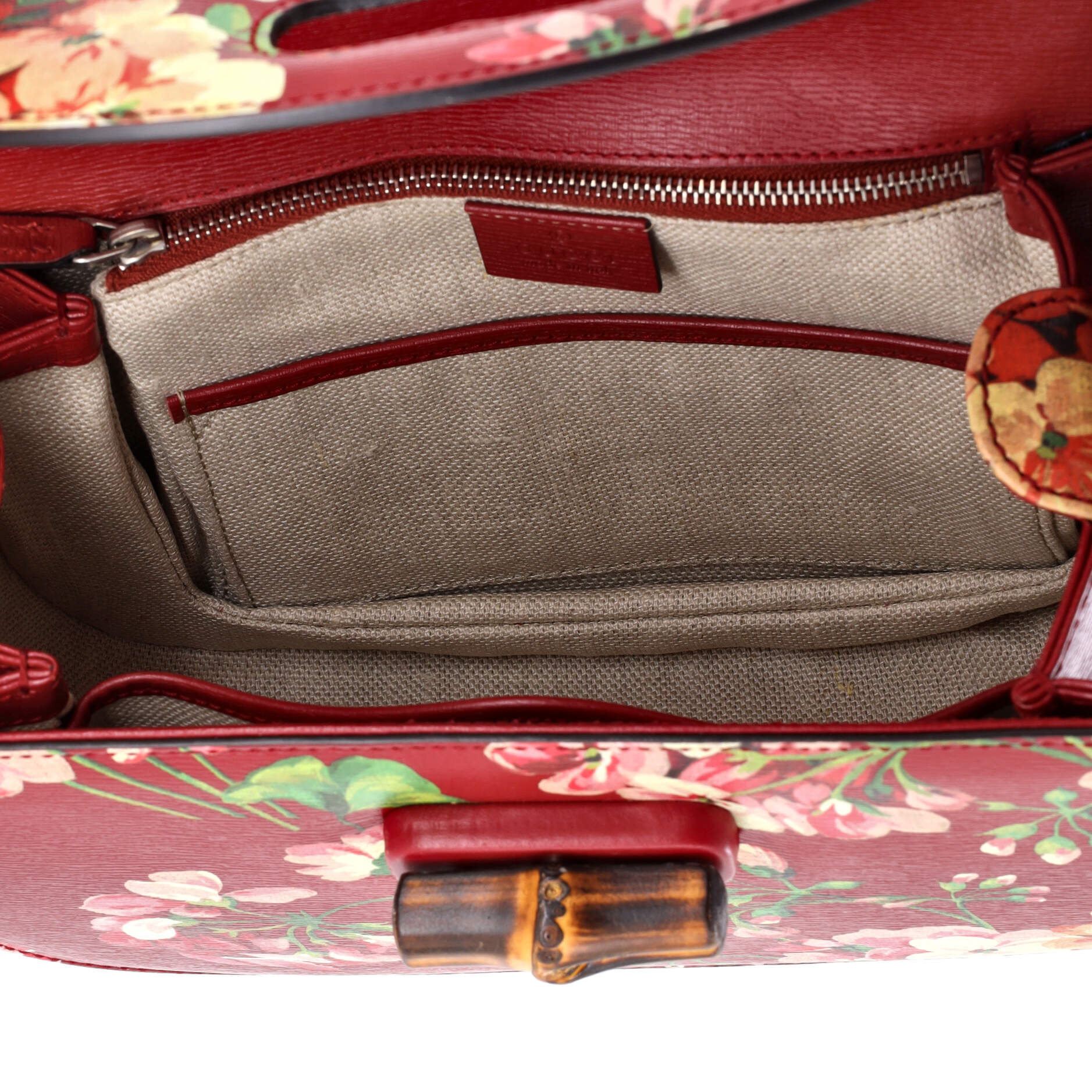 Bamboo Top Handle Bag Blooms Print Leather Small