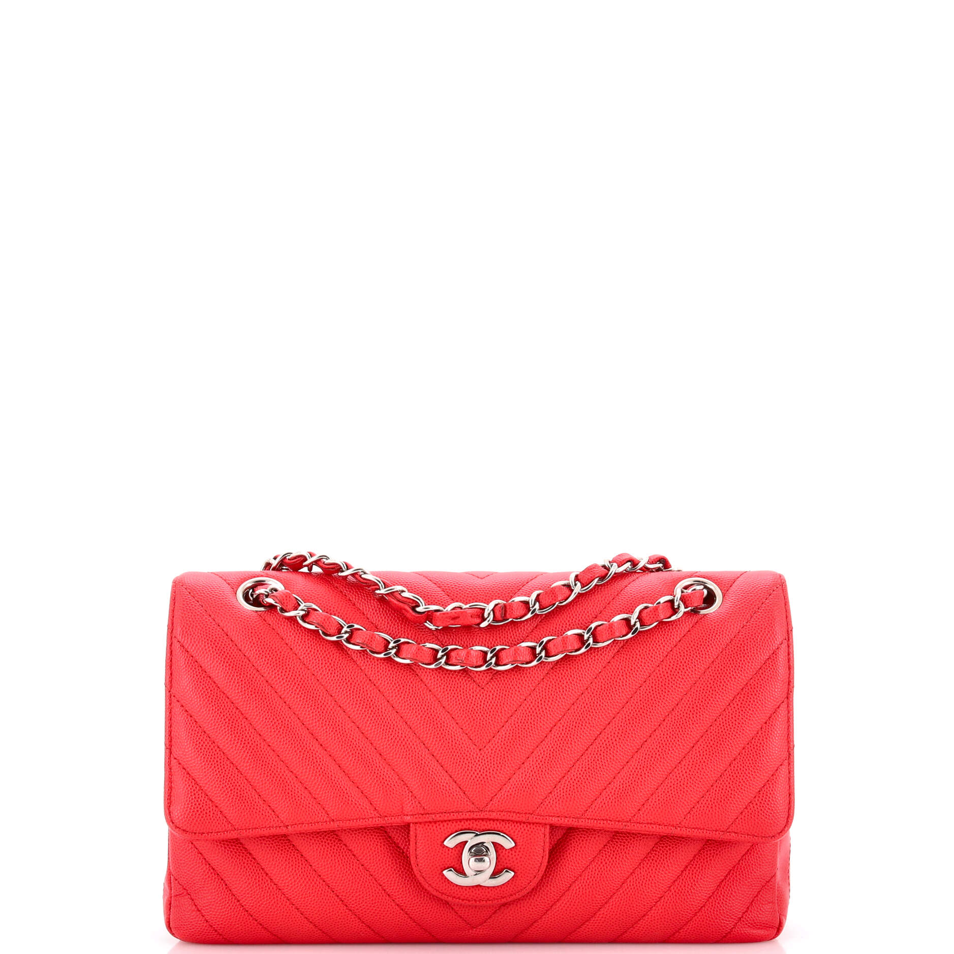 Classic Double Flap Bag Chevron Caviar Medium