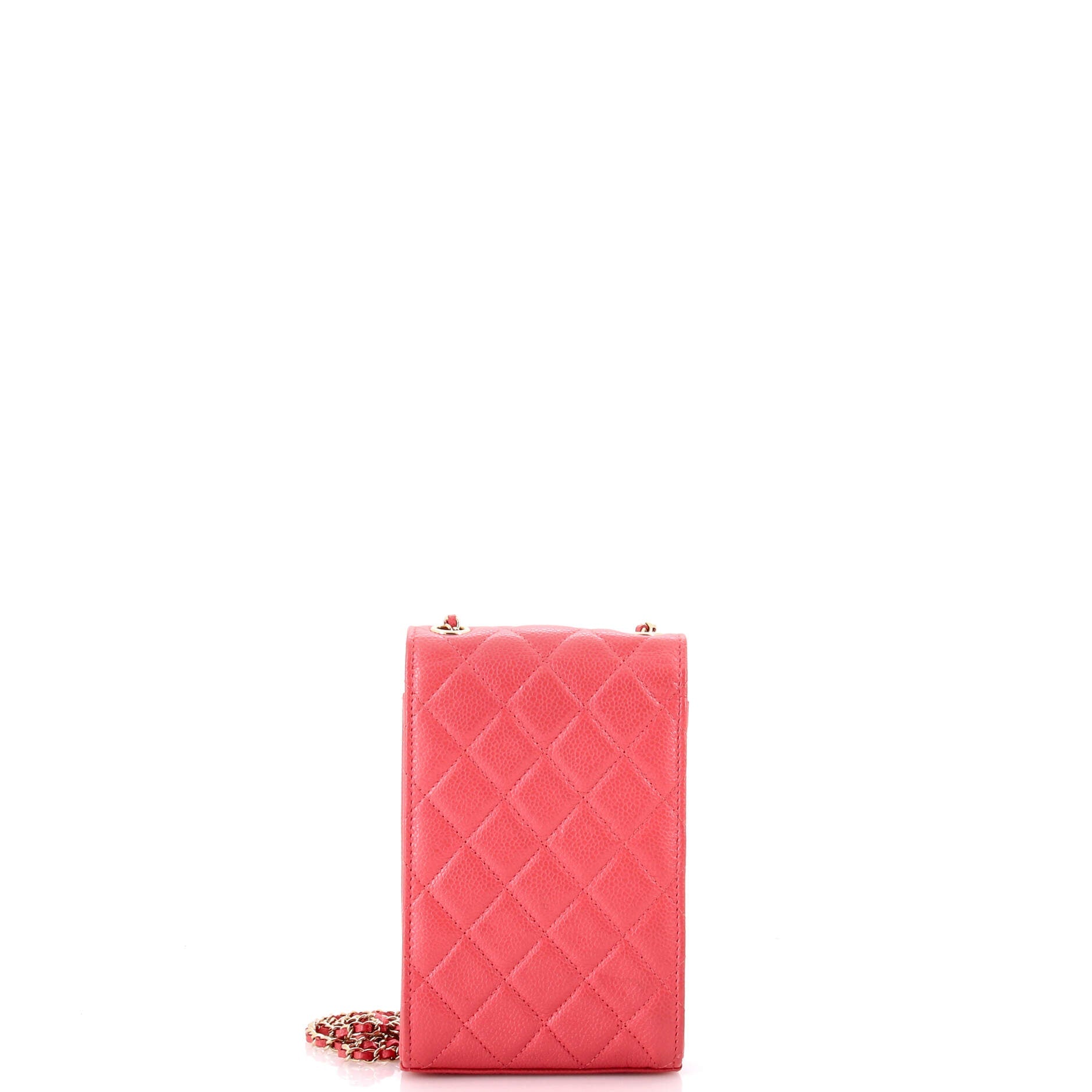 Golden Class Phone Holder Crossbody Bag Quilted Caviar