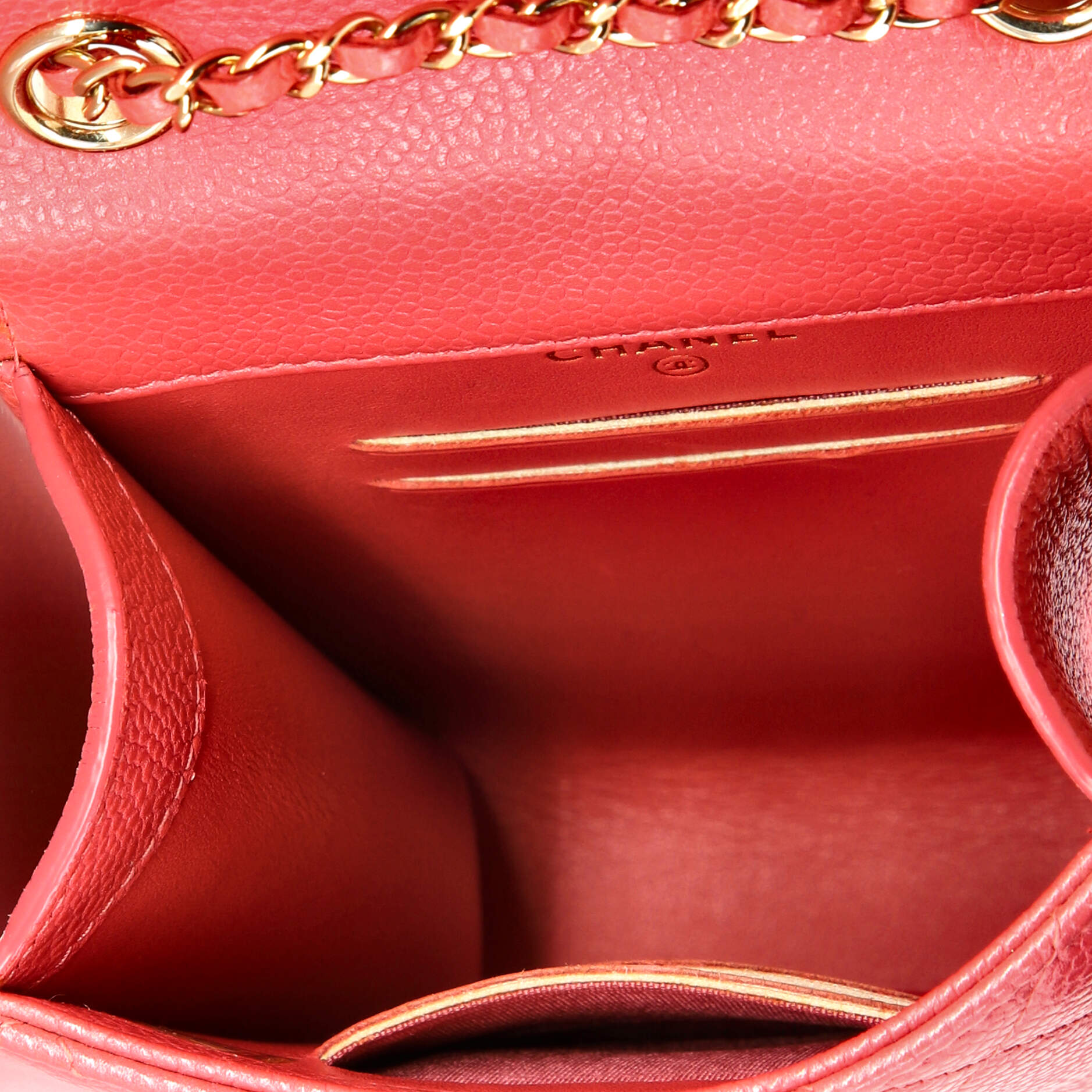 Golden Class Phone Holder Crossbody Bag Quilted Caviar